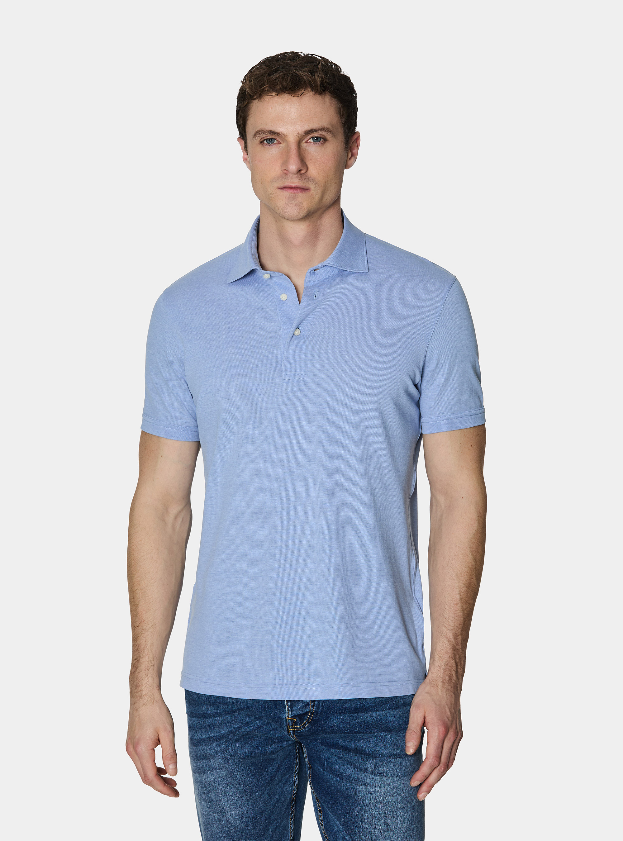 Polo en piqu&eacute; extensible GT01, BLEU CIEL