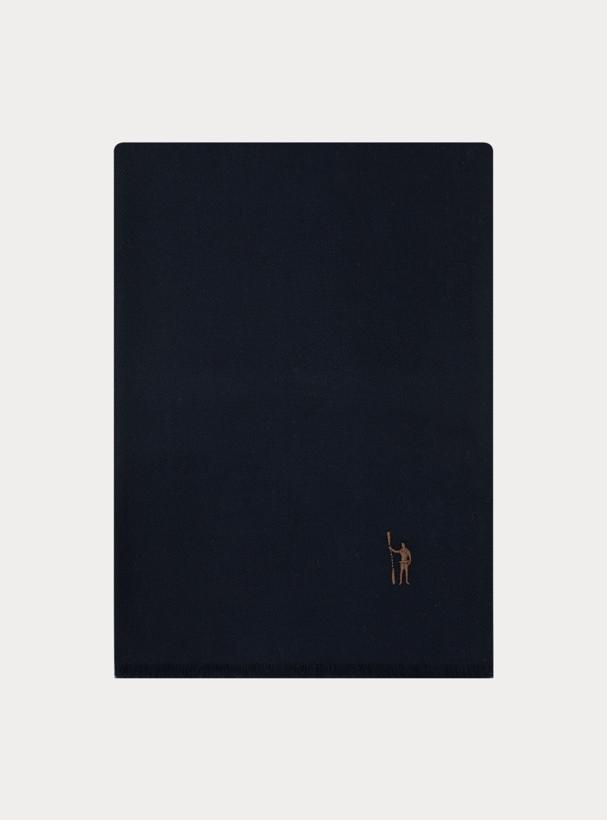 Lightweight embroidered wool scarf, NAVY BLUE