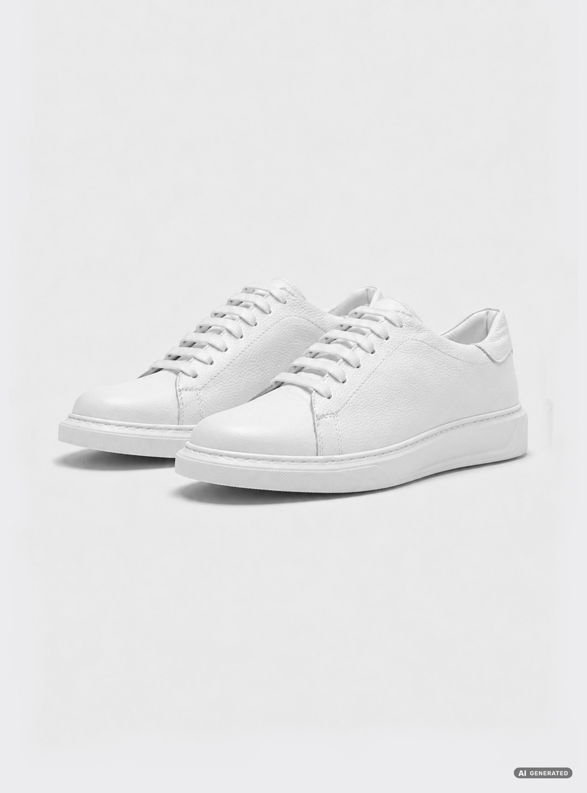Textured leather sneakers, WHITE