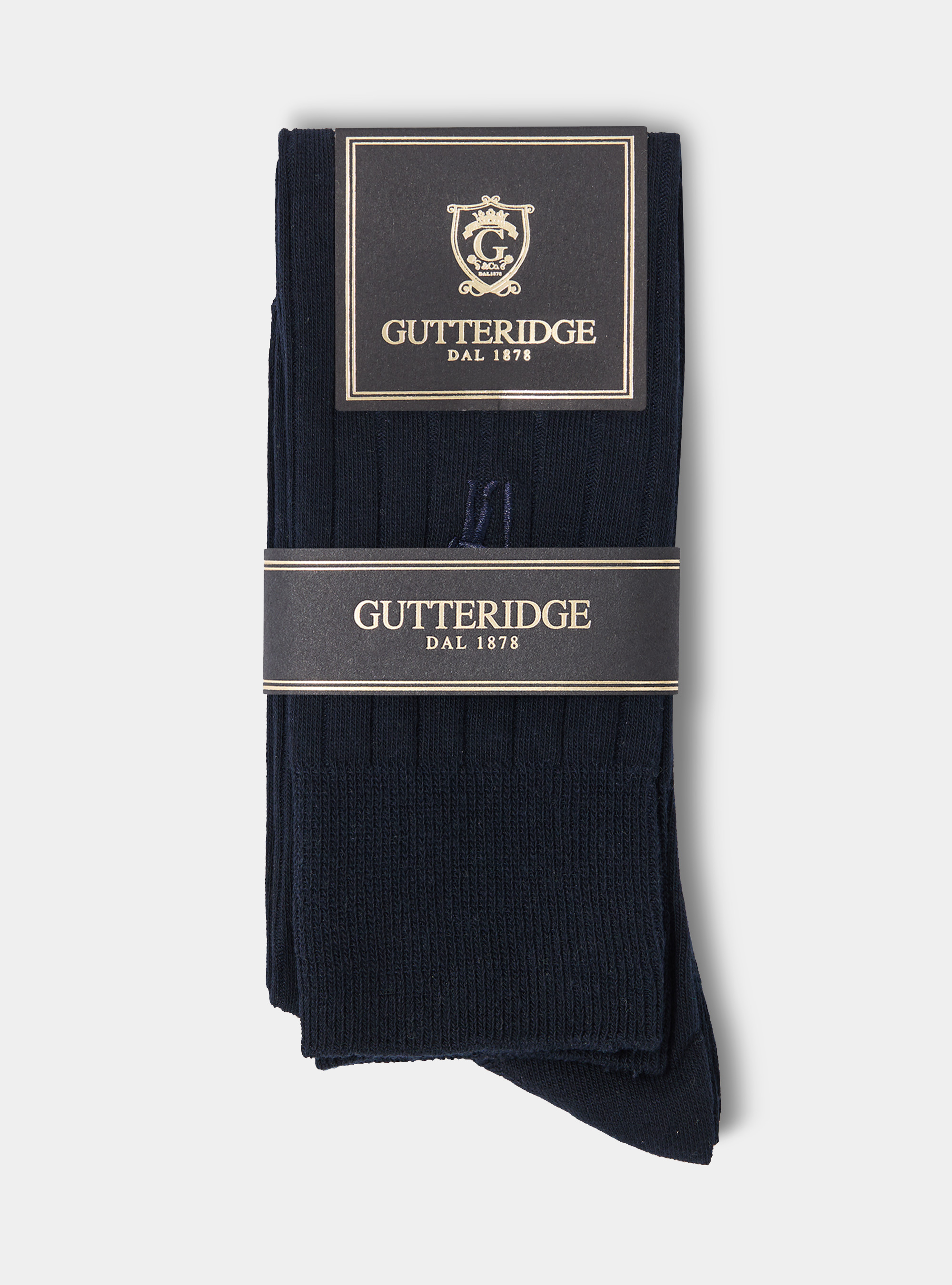 Chaussettes c&ocirc;tel&eacute;es avec broderie, BLEU MARINE