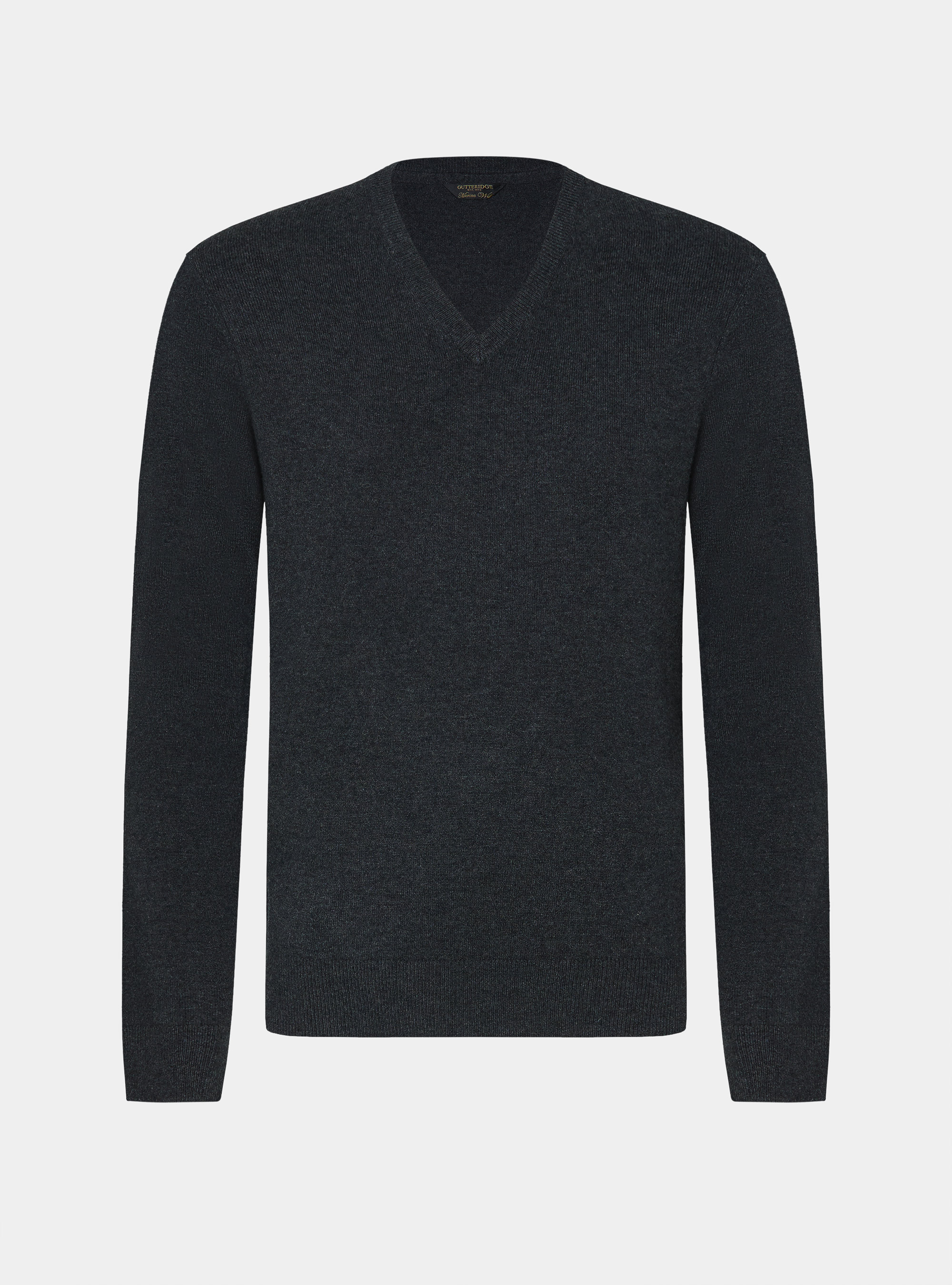 Maglia scollo a V in lana merino, ASFALTO