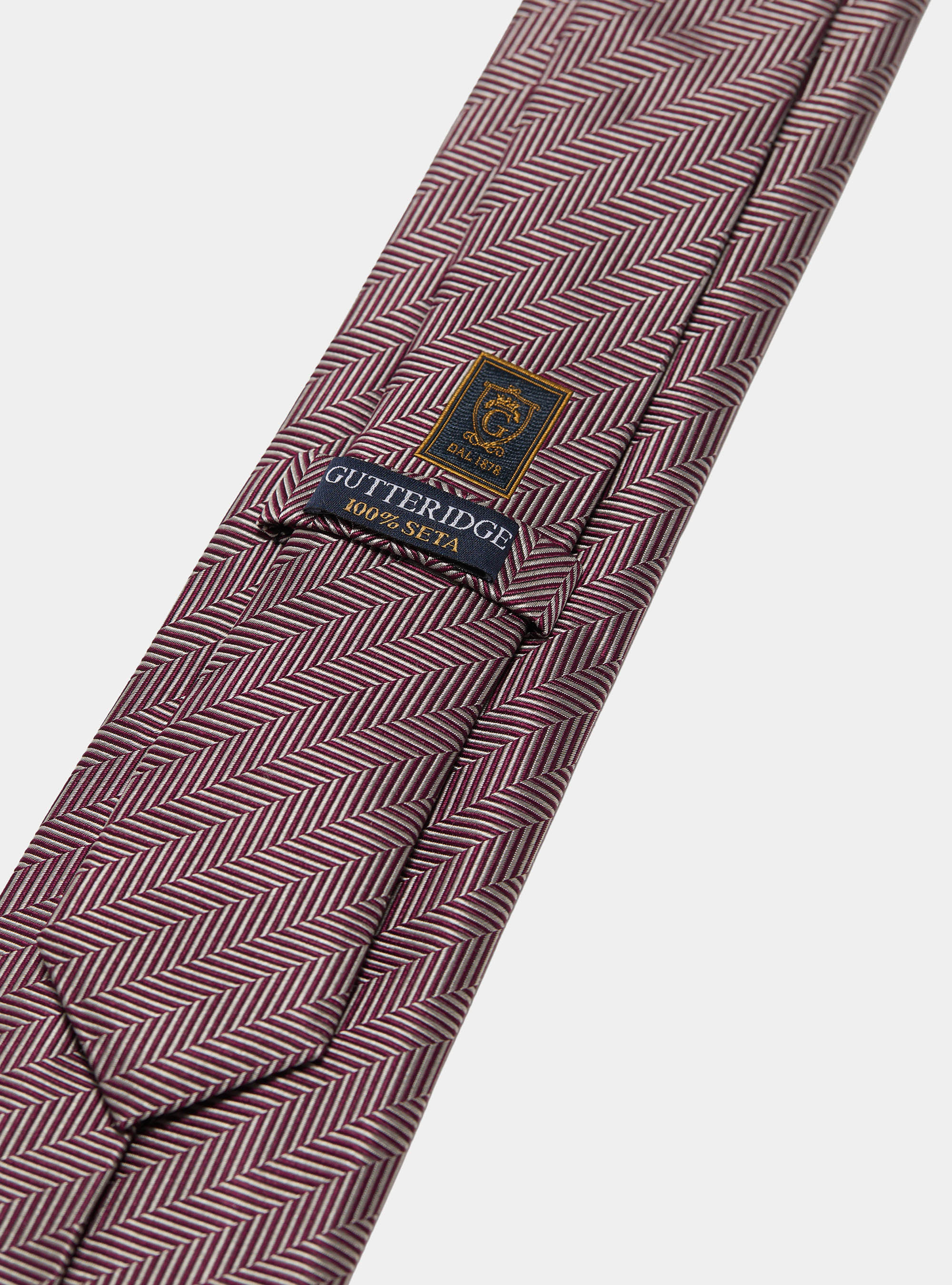 Herringbone silk tie, BORDEAUX 0304C
