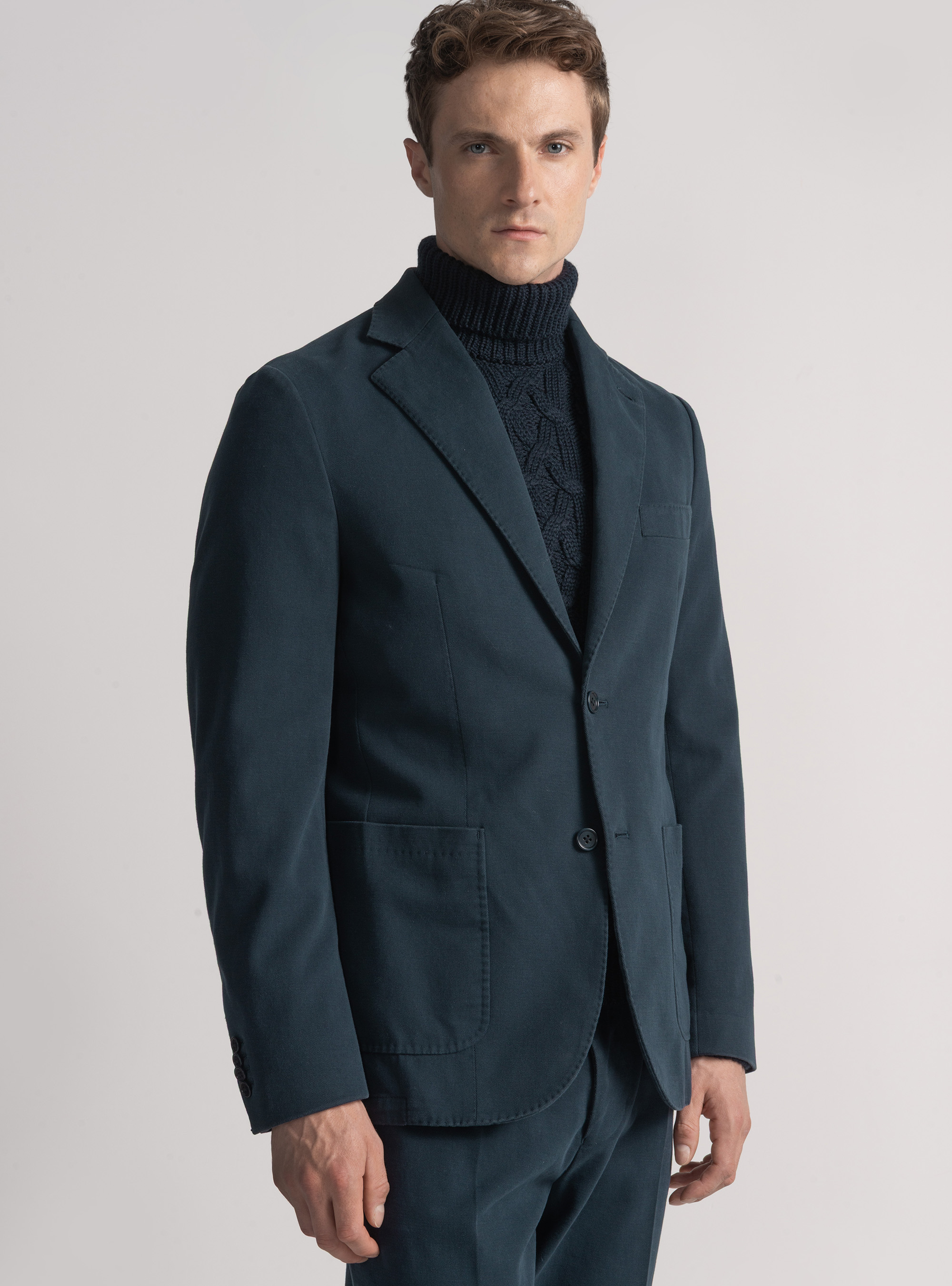 Giacca in cotone e cashmere, BLU NAVY