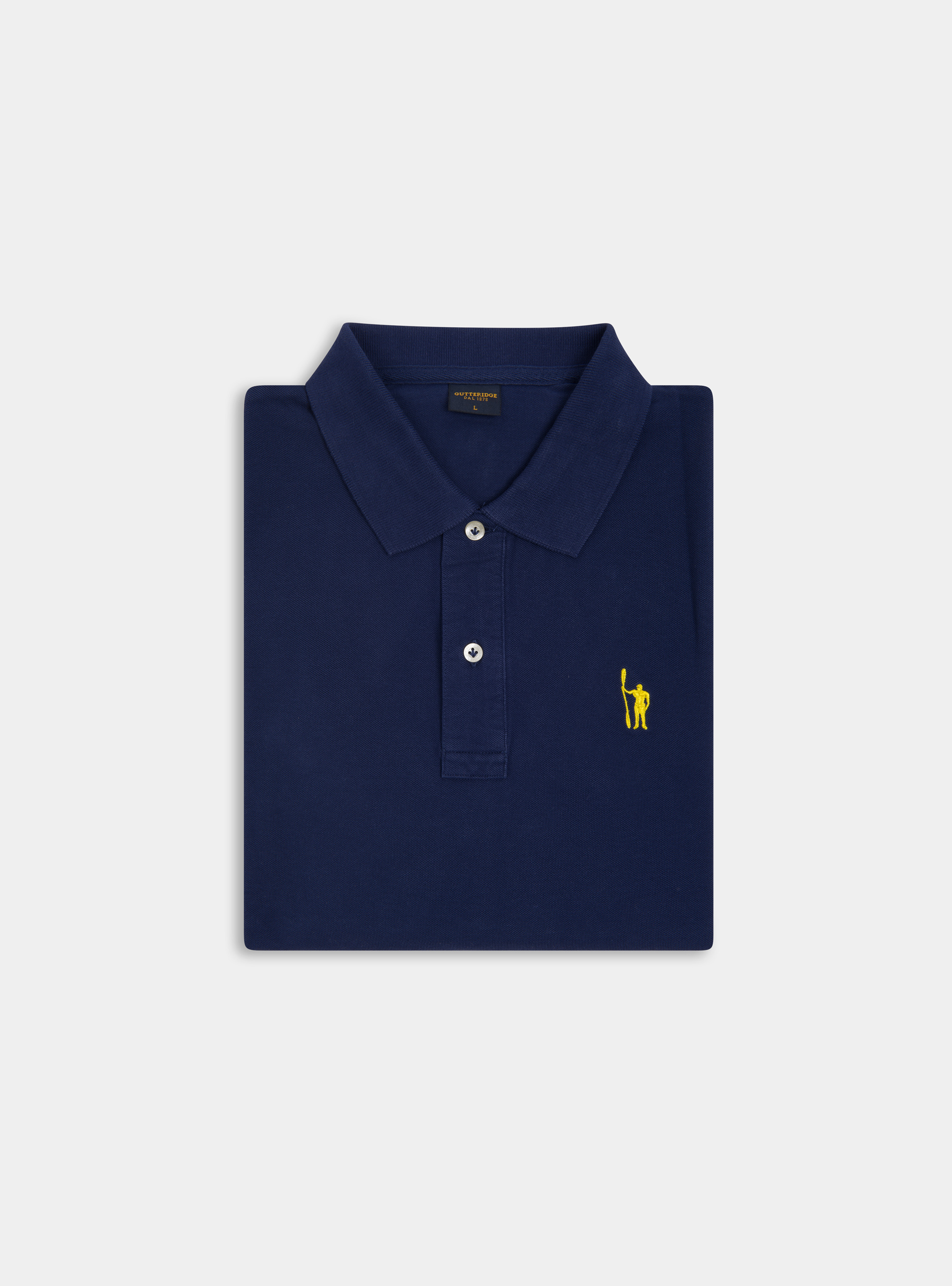 Polo cl&aacute;sico de piqu&eacute; de algod&oacute;n con bordado, AZUL MEDIO