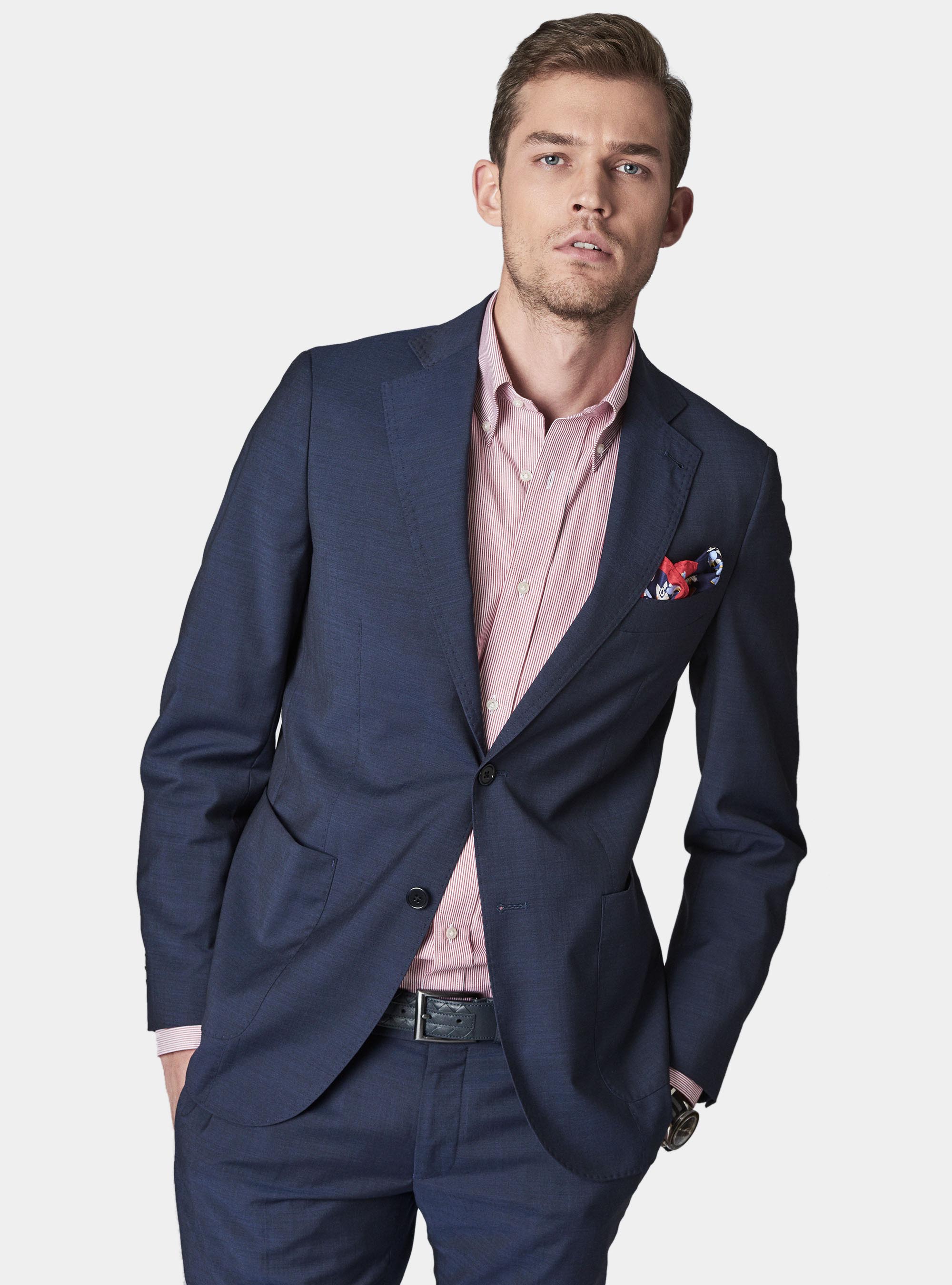 Giacca per abito in lana texture super 100, BLU NAVY