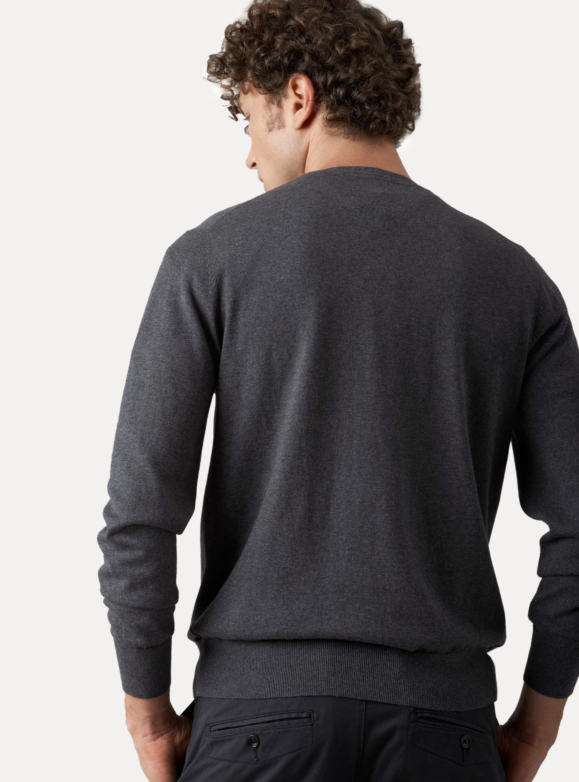 Cotton silk and cashmere crew-neck sweater, ASPHALT GREY