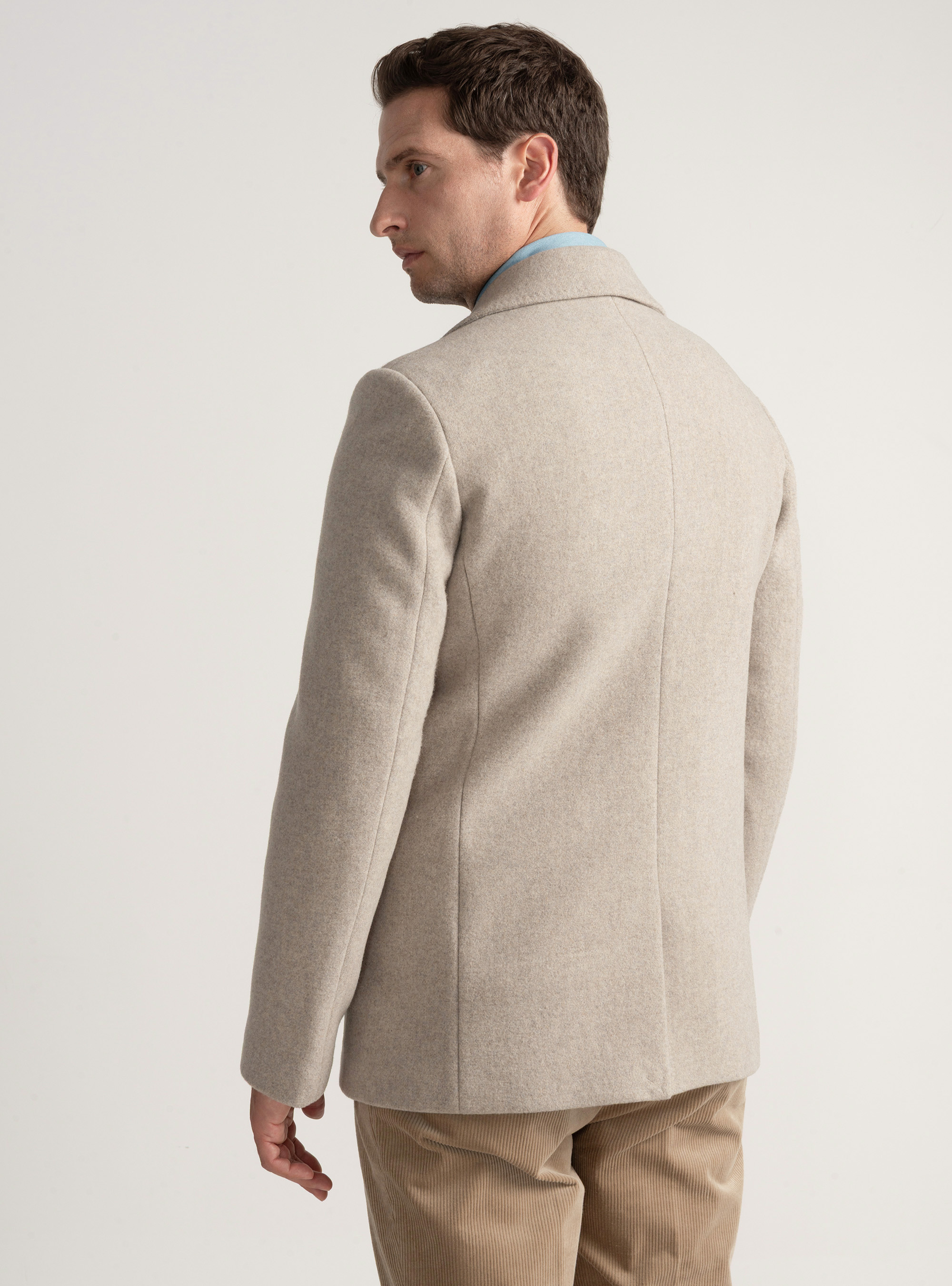 Wool-blend peacoat, ECRU