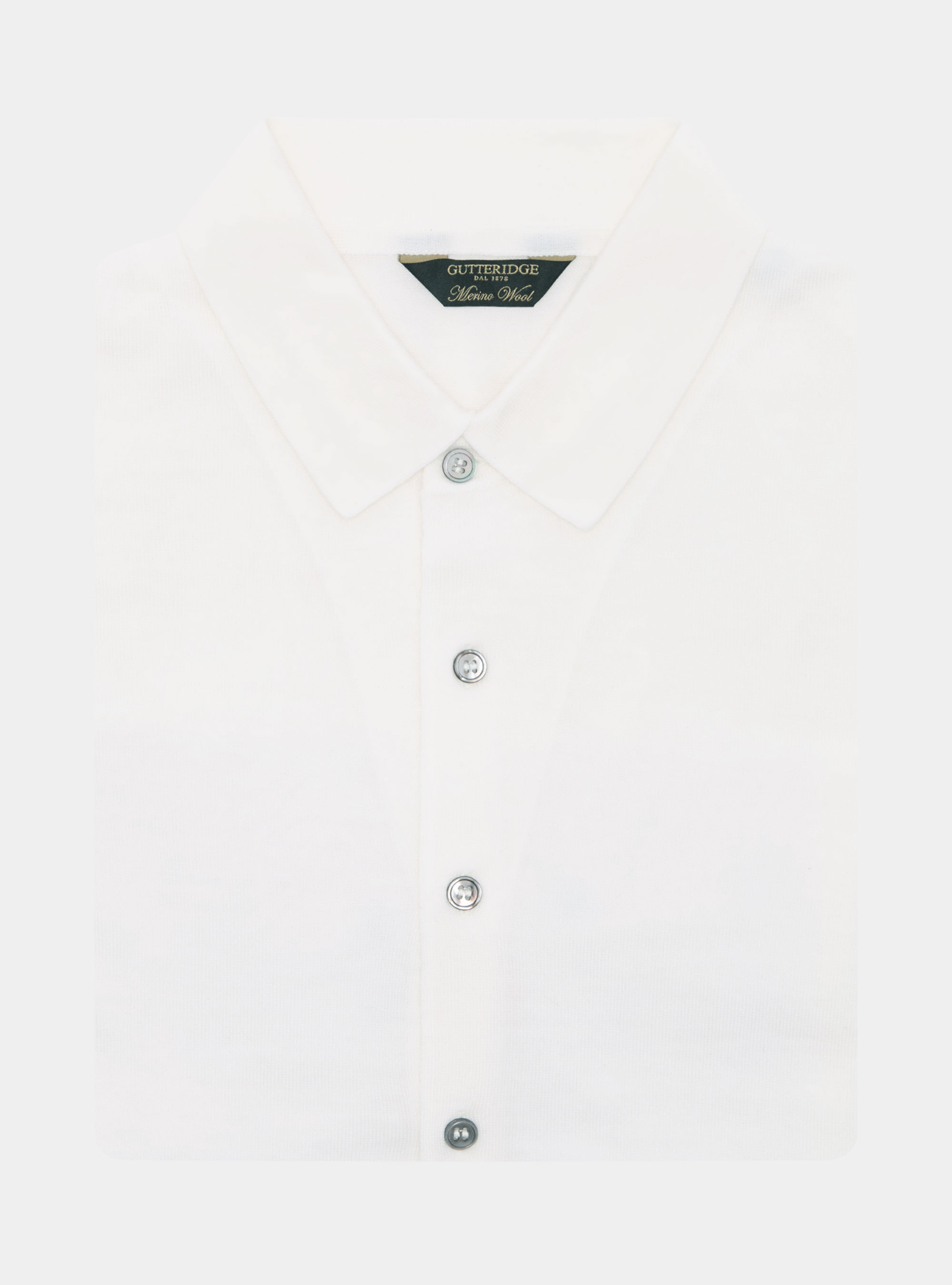 Extra-fine merino wool knit polo shirt, WHITE
