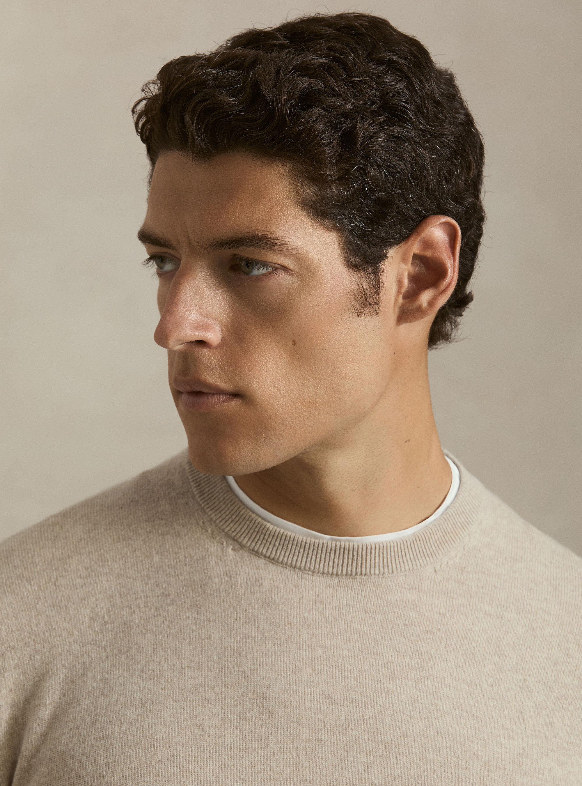 Pull col rond en lambswool et cachemire, &Atilde; CRU
