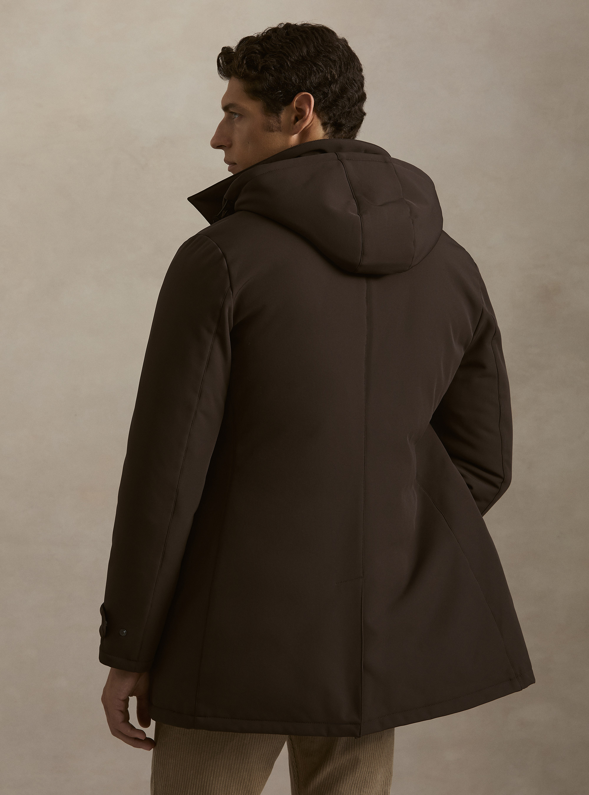 Parka tecnico con cappuccio, MARRONE 0508C