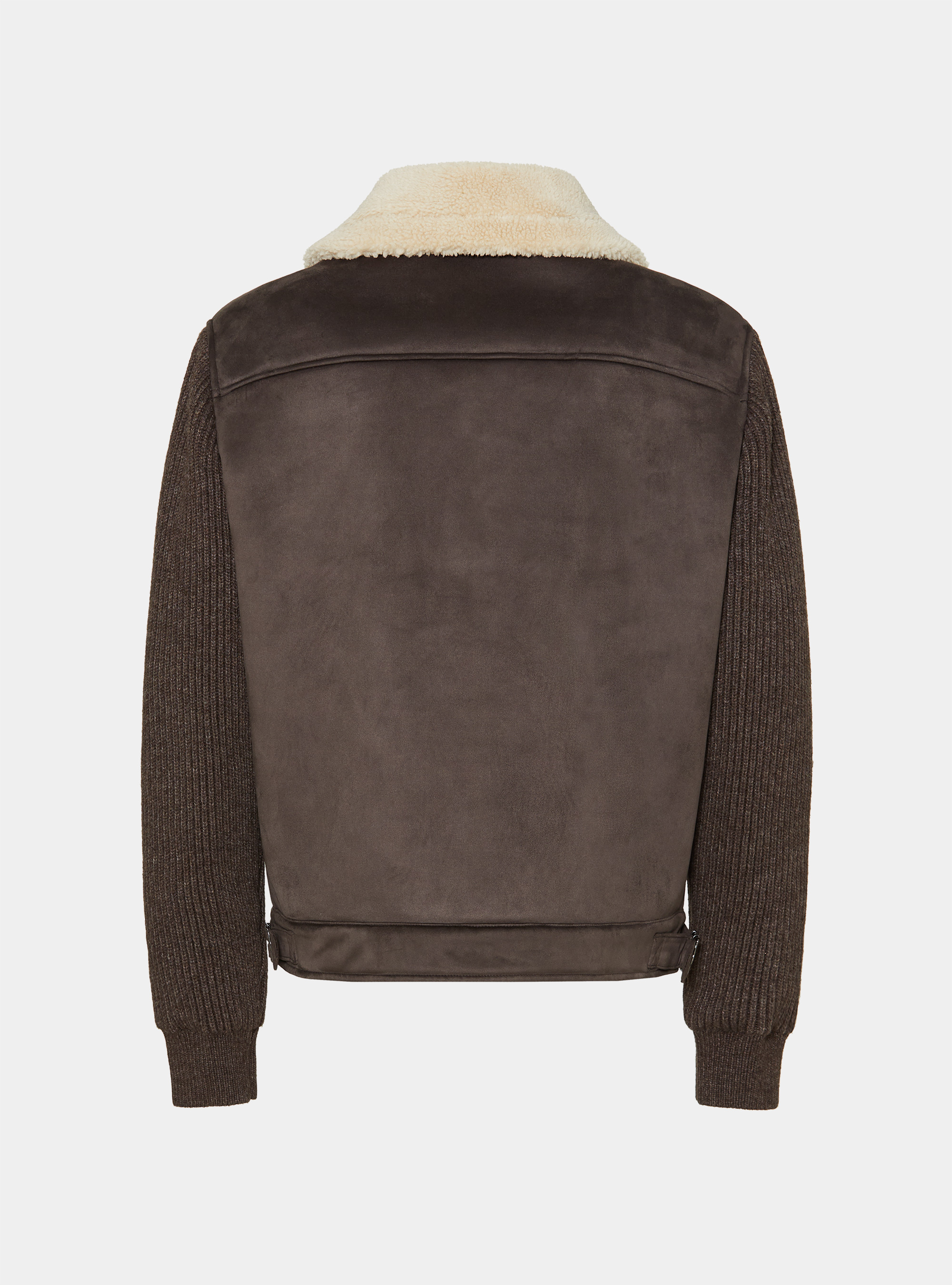 Mouton effet daim avec manches tricot&eacute;es, MARRON
