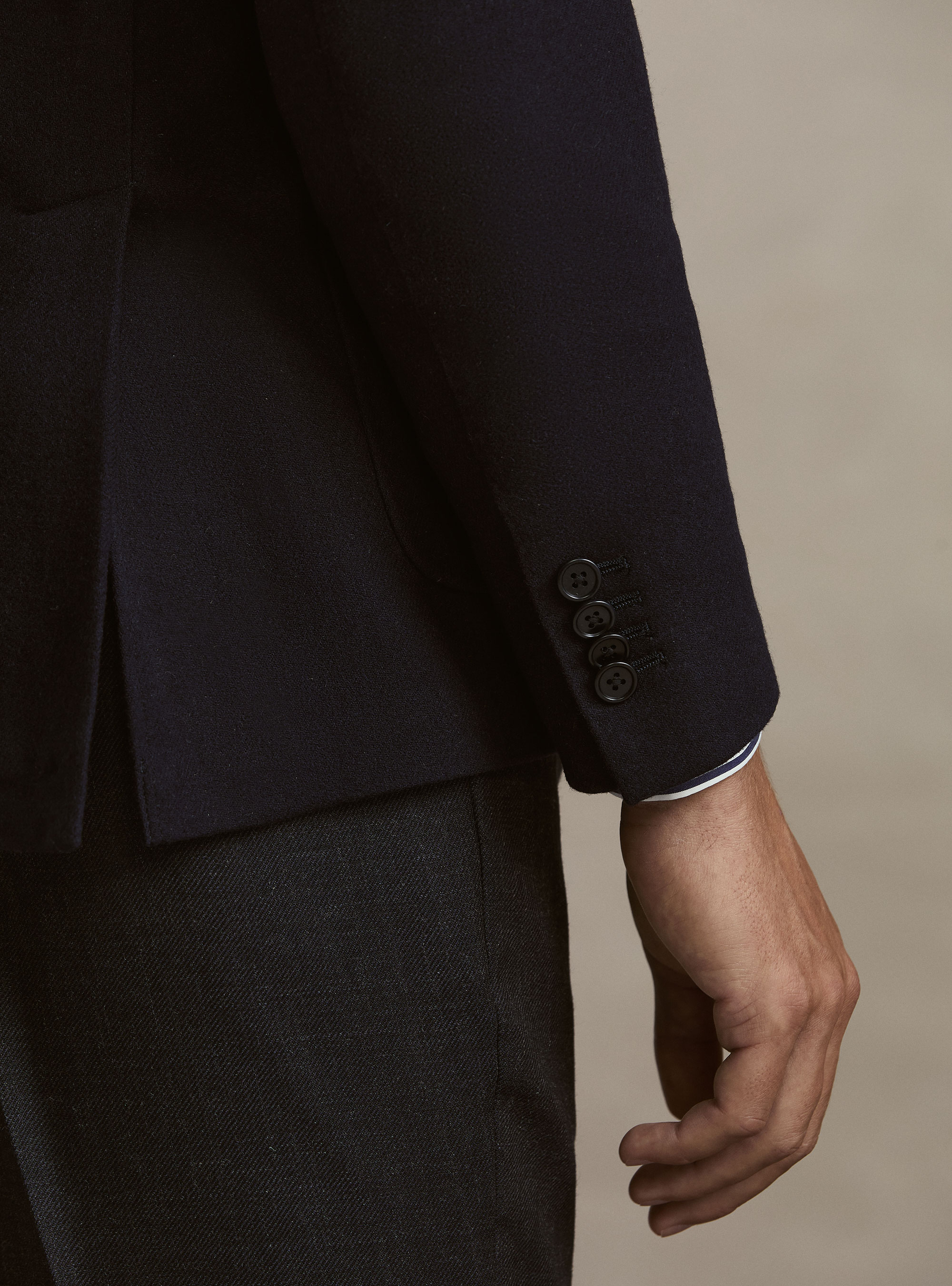 Giacca monopetto in misto lana di flanella, BLU NAVY