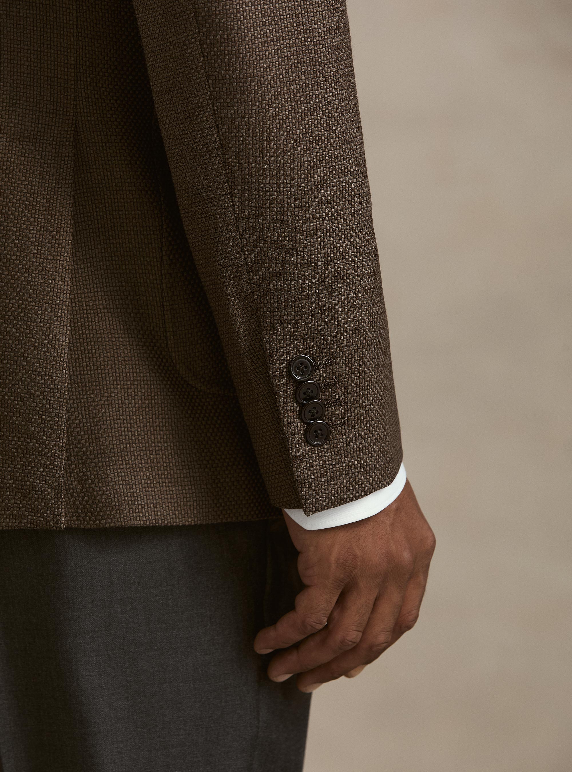 Wool Hopsack Blazer, BROWN