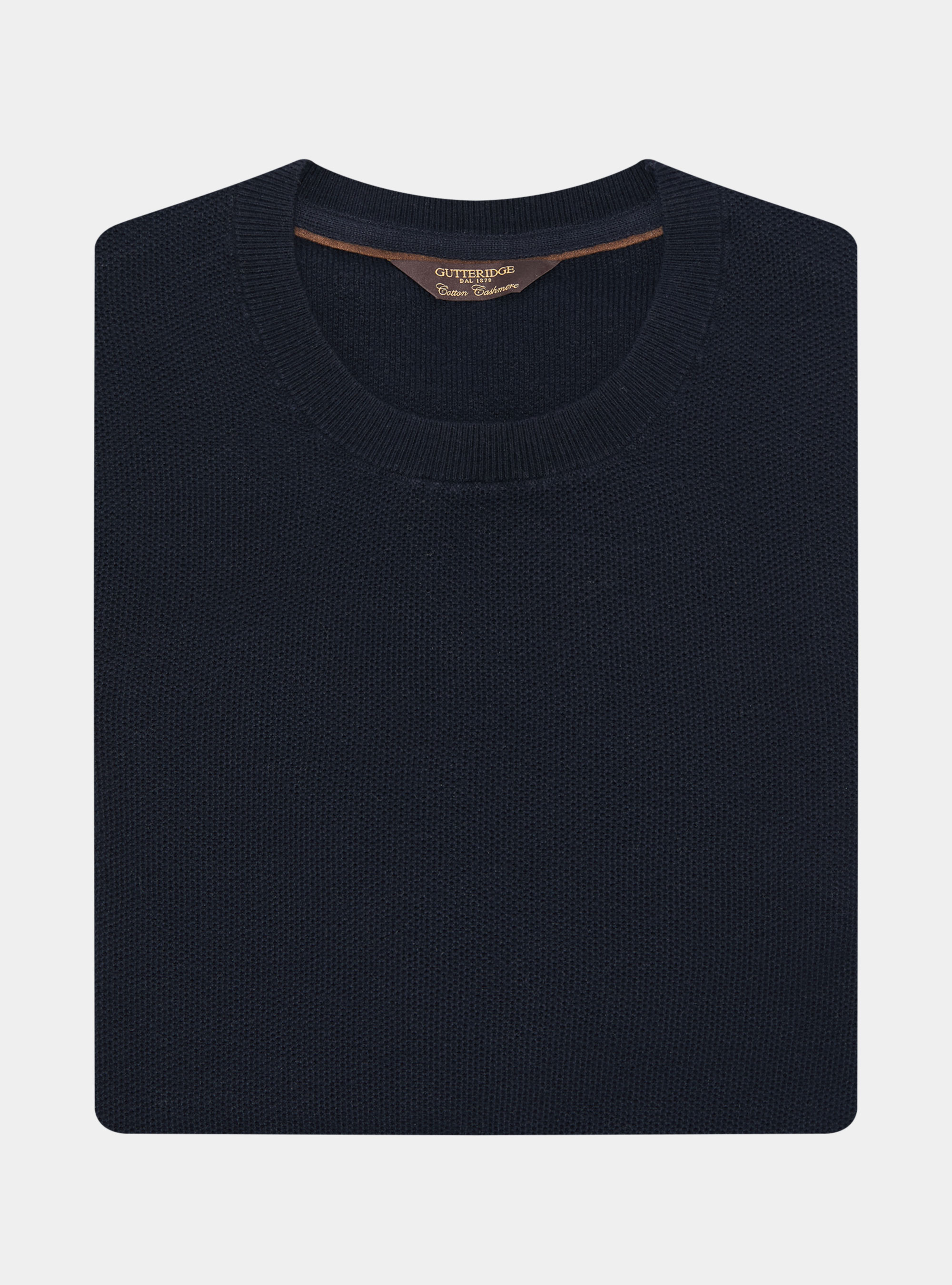 Cotton-cashmere crewneck sweater in honeycomb stitch, NAVY BLUE