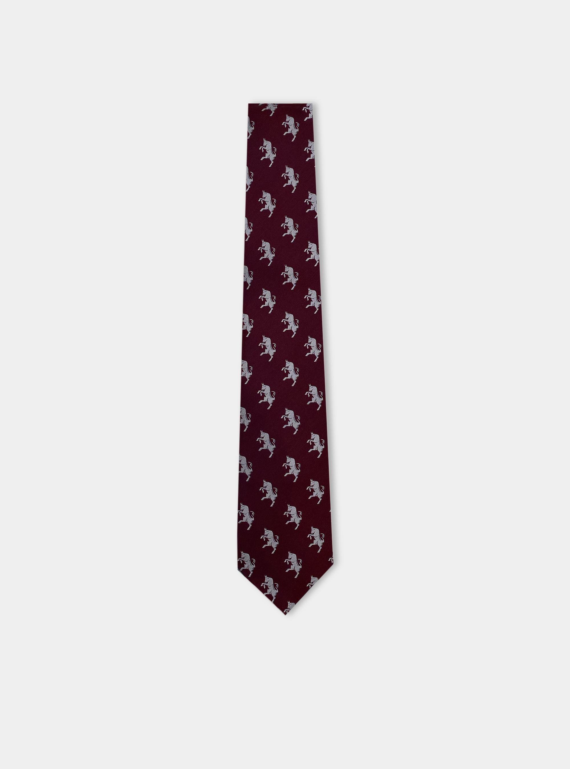 Corbata de seda pura con estampado de toro, BURDEOS