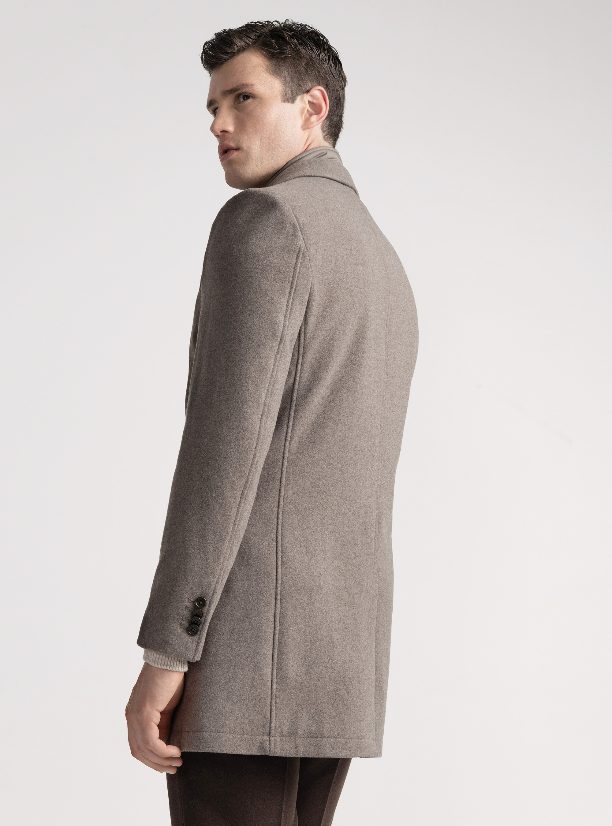 Wool-blend coat with bib, MUD