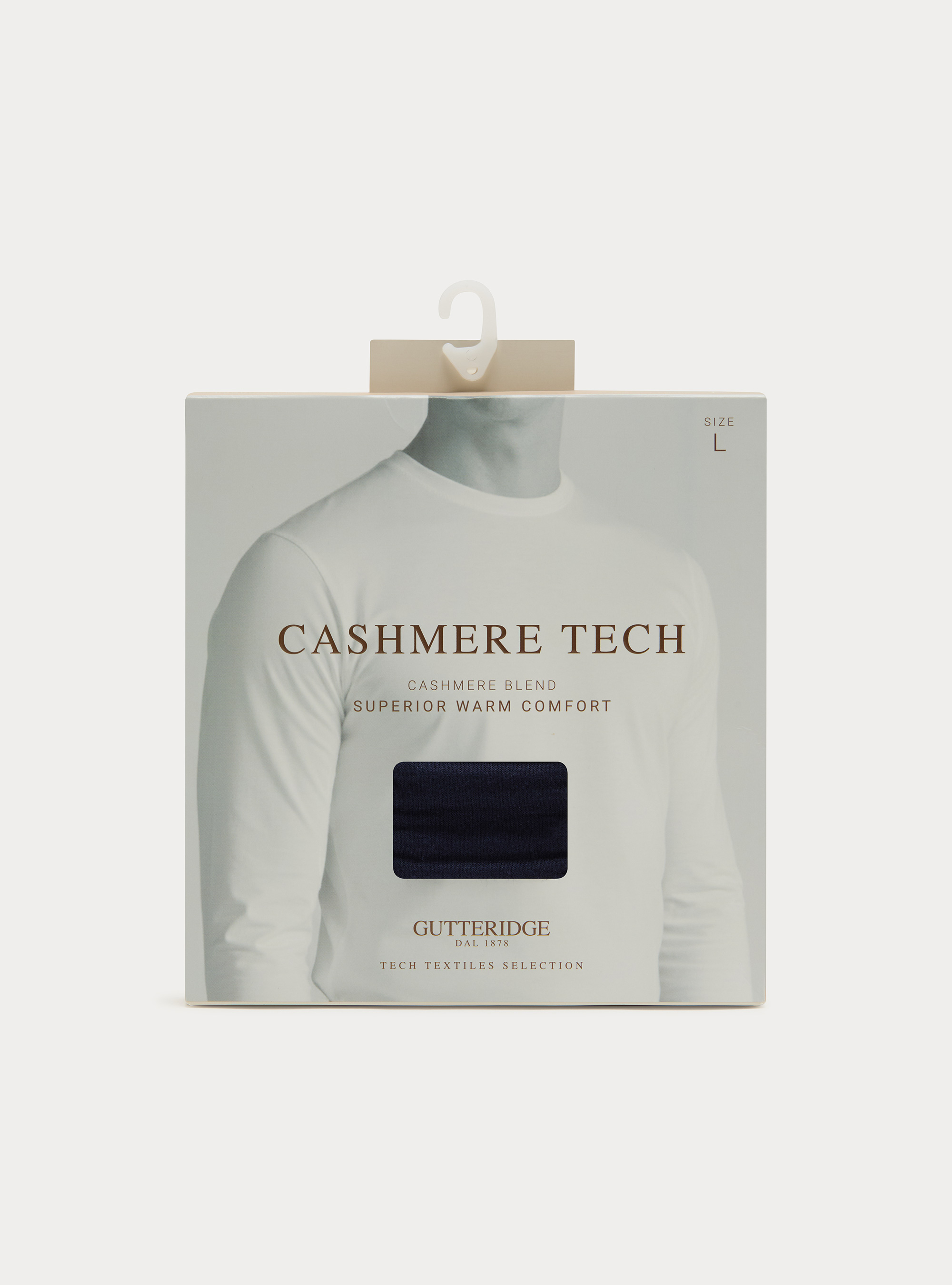 Long-sleeve cashmere blend T-shirt, NAVY BLUE