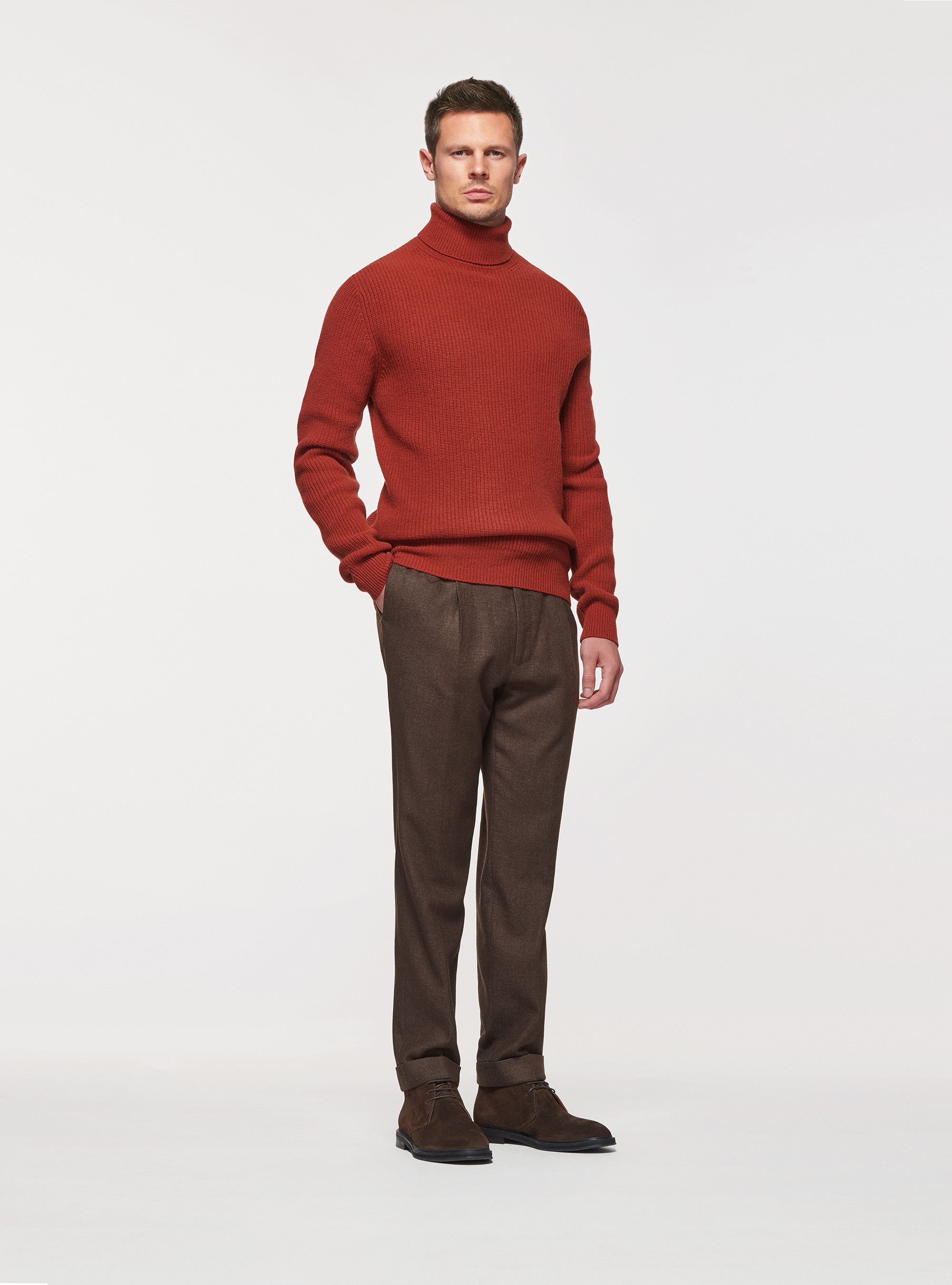 Pearl rib wool sweater, BRICK
