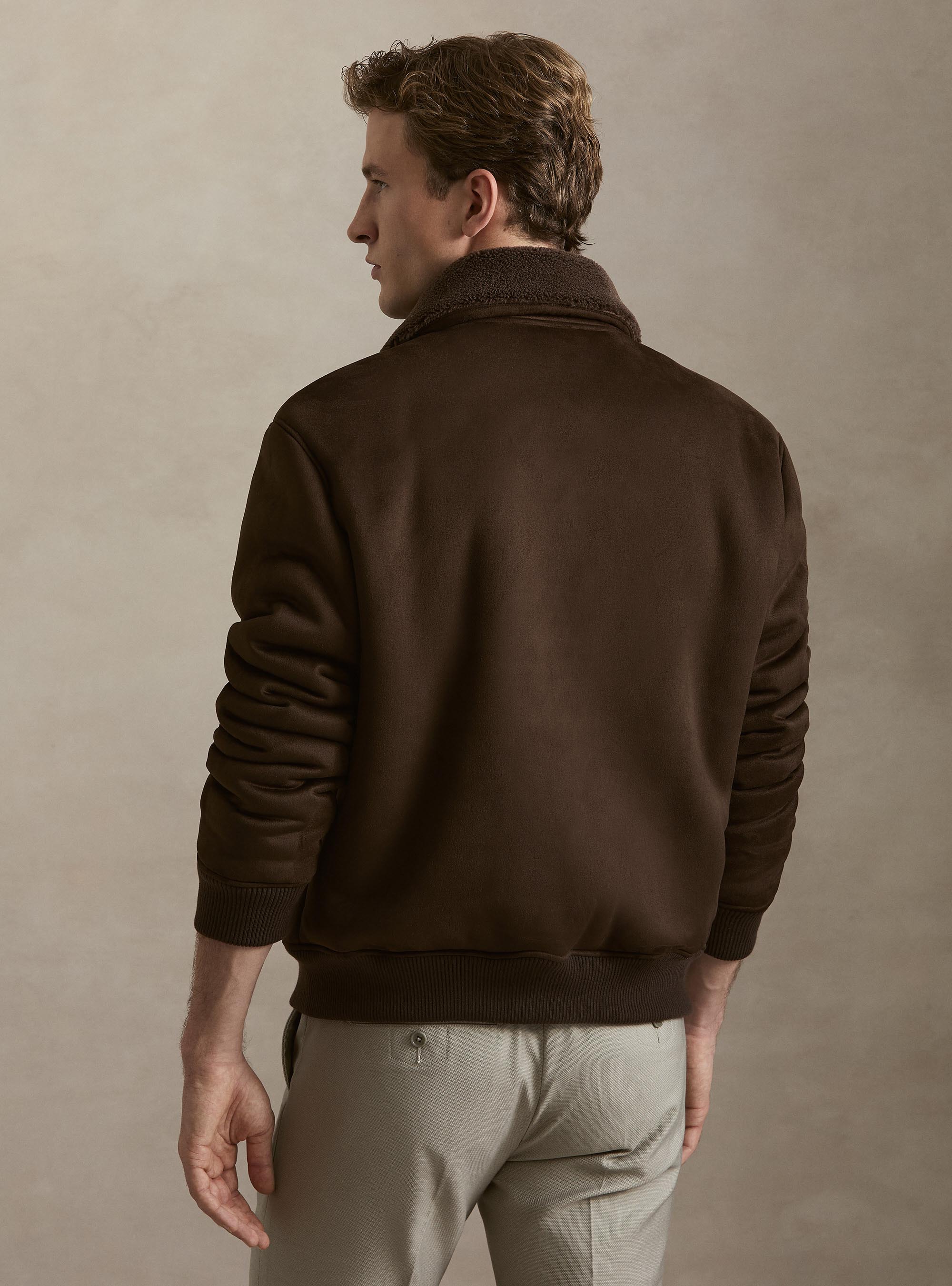 Suede-effect shearling, MARRONE 0508C
