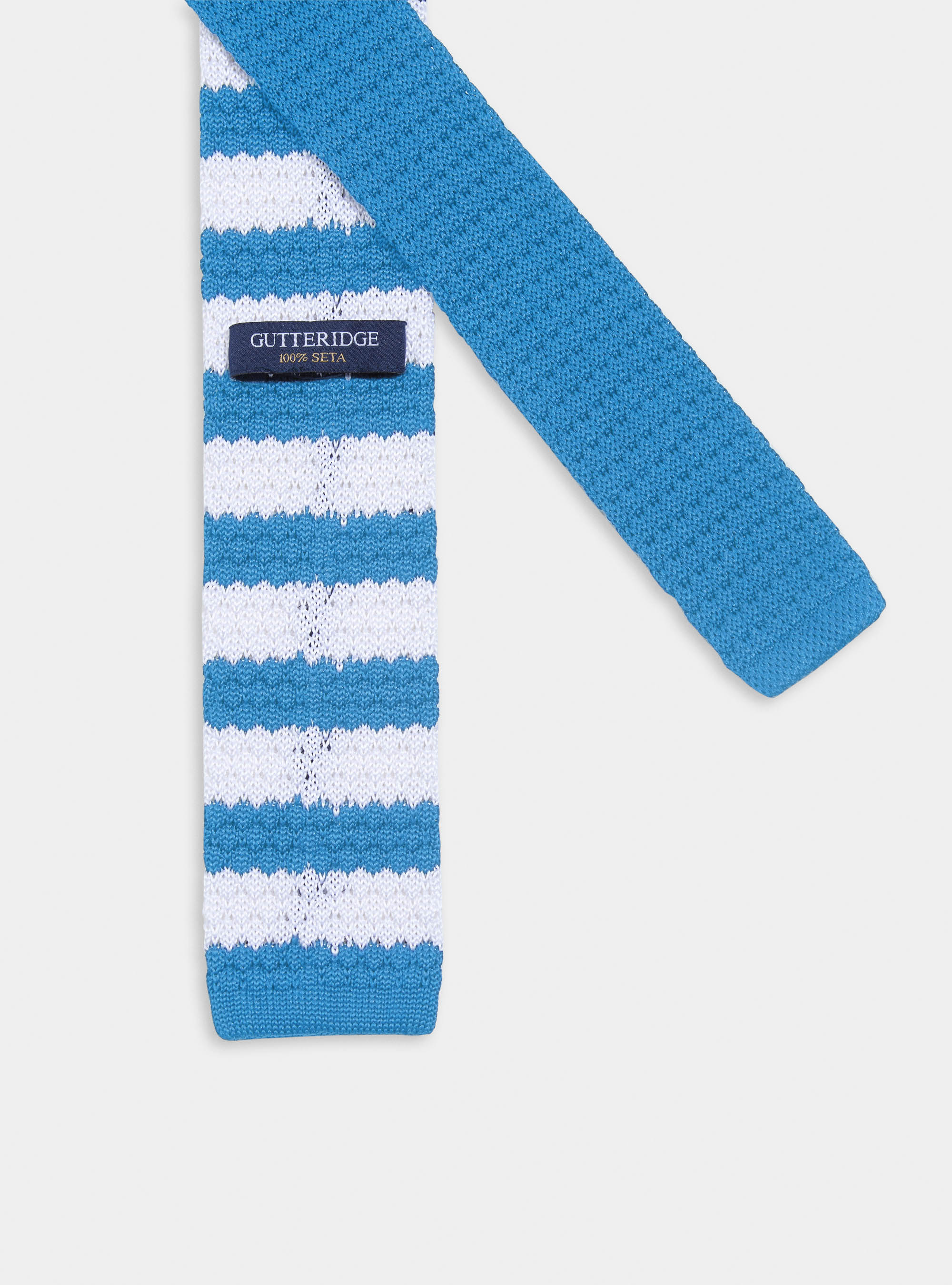 Striped knit tie, AZZURRO 0278C