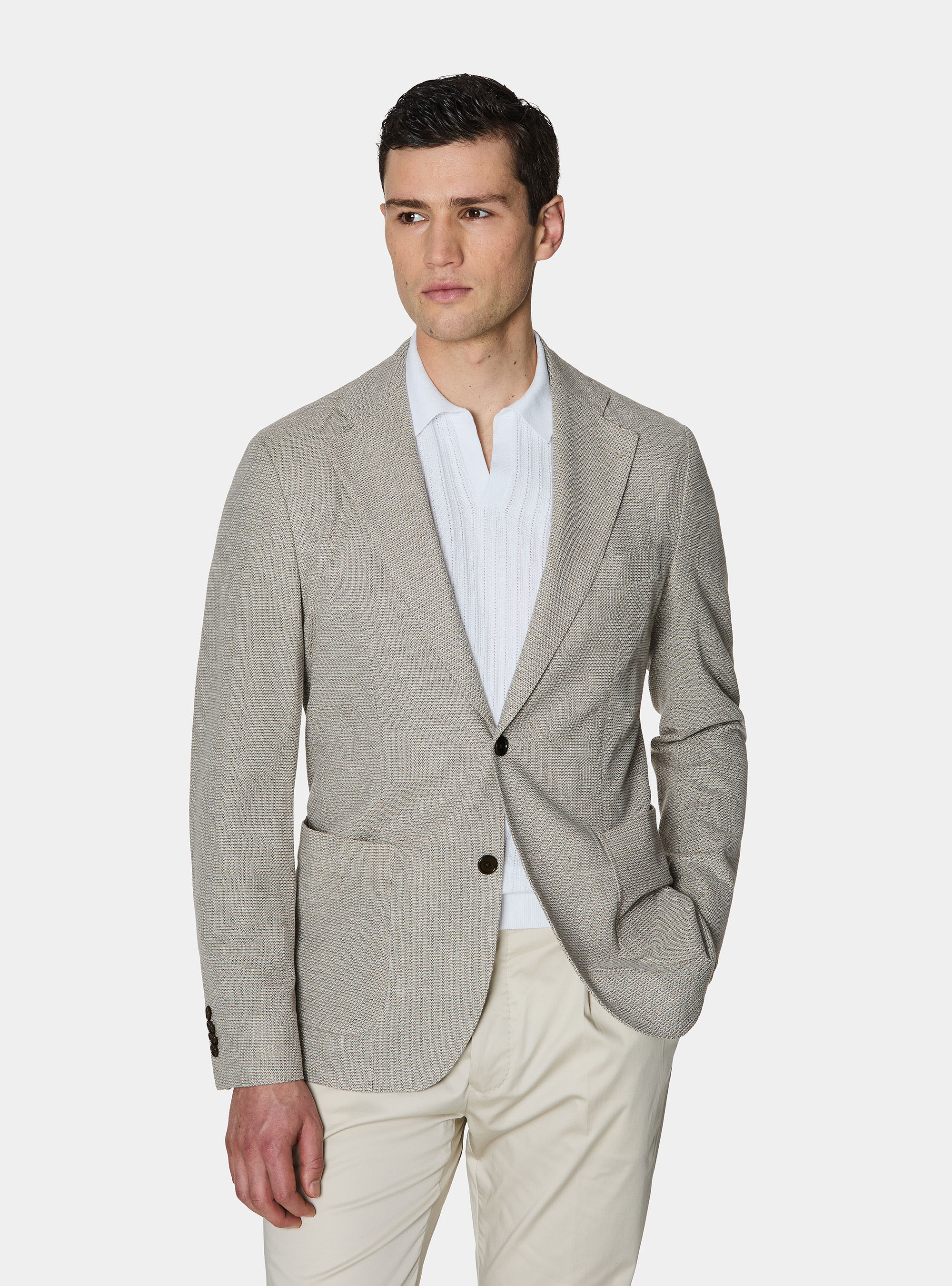 Micro-knit cotton jersey blazer, MUD