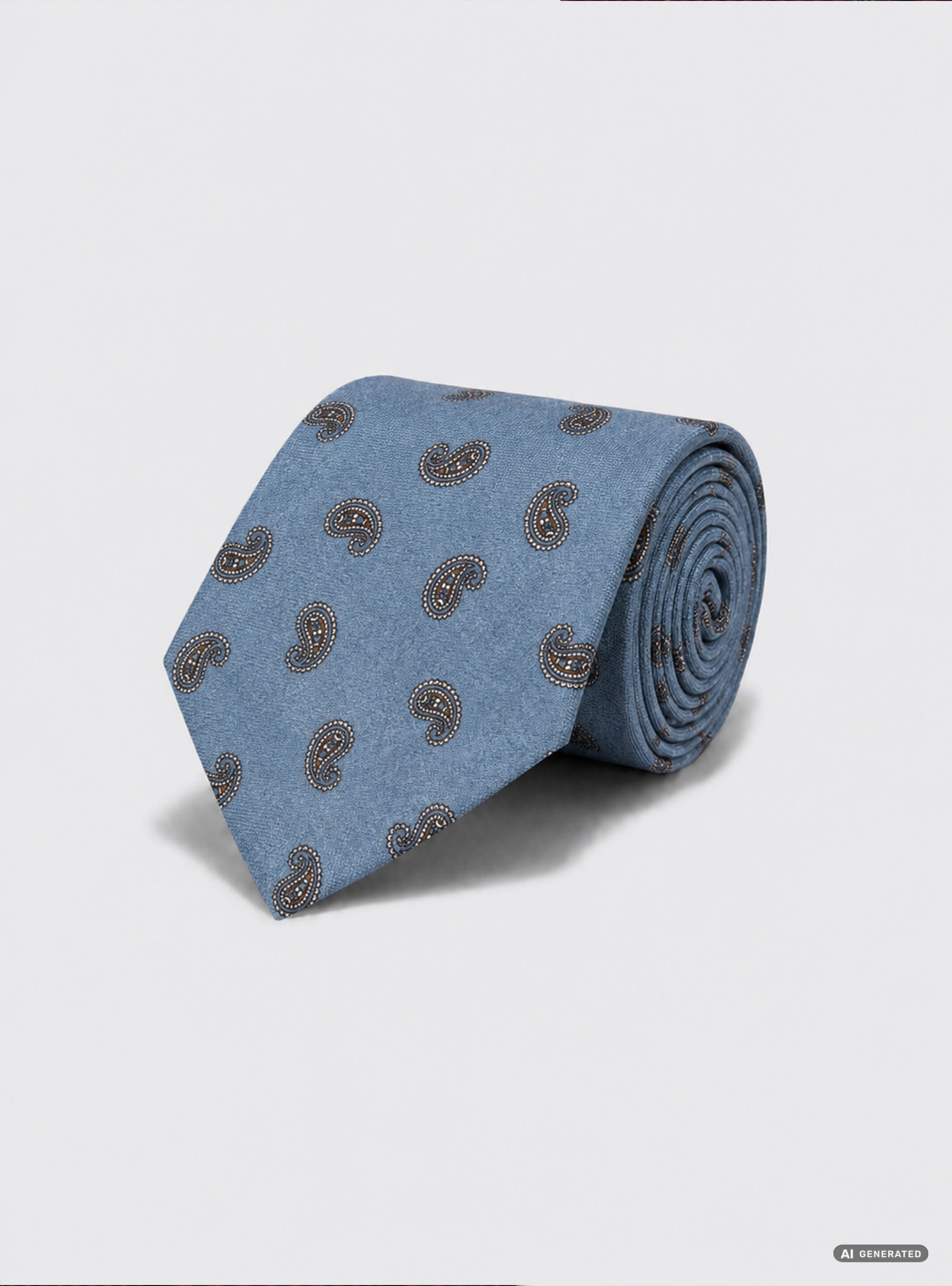 Printed wool paisley tie, LIGHT BLUE