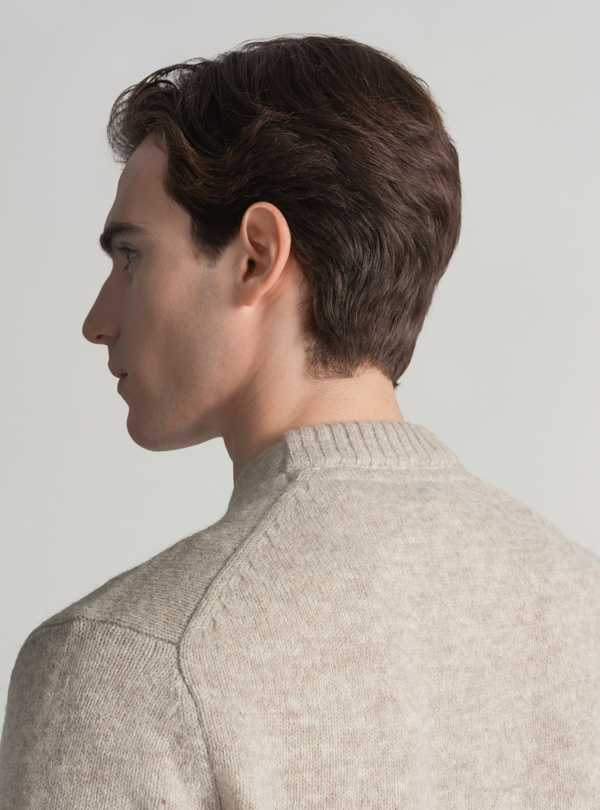 Shetland wool knit cardigan, ECRU