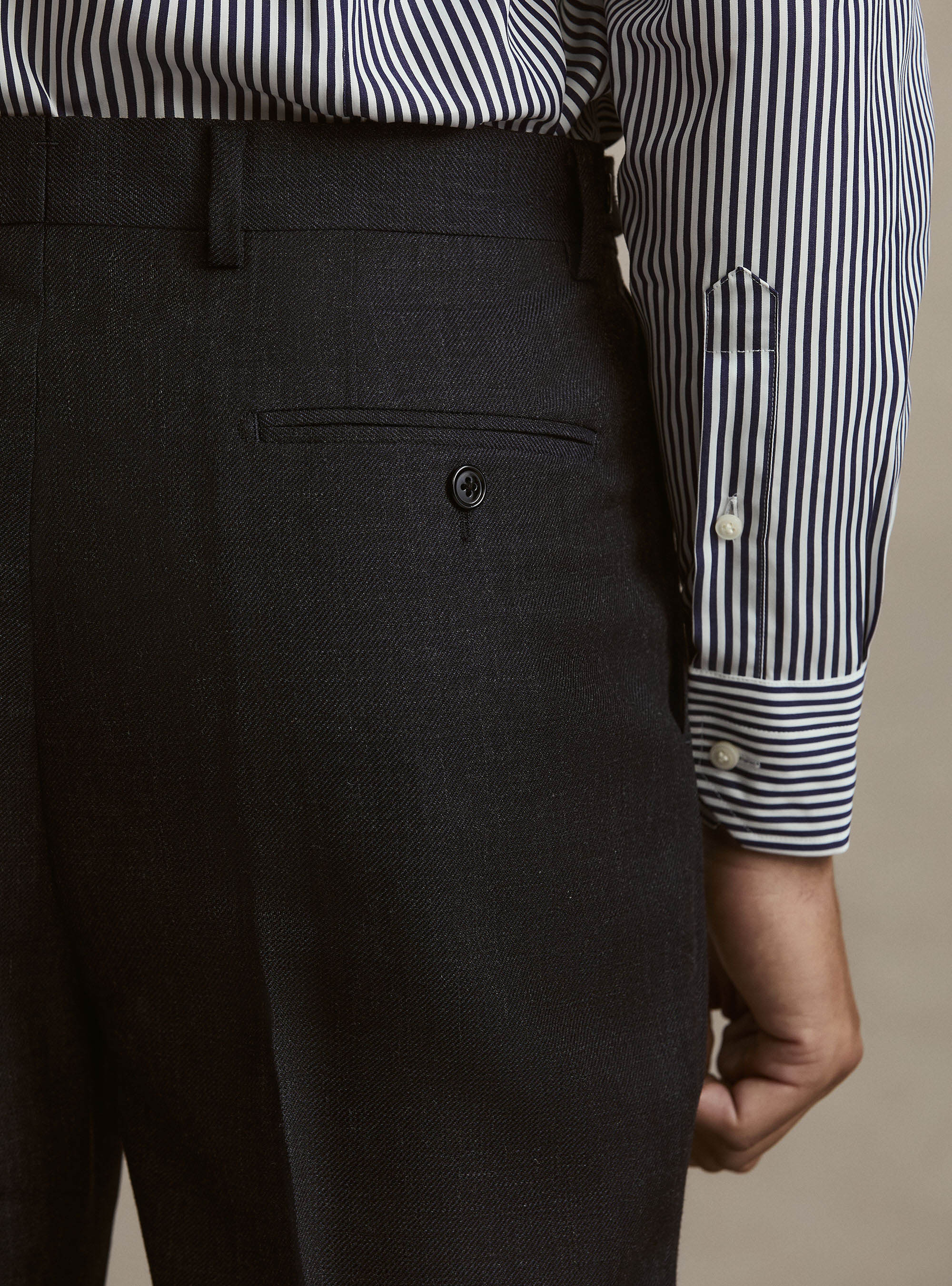 Pure wool pleated trousers, NAVY BLUE