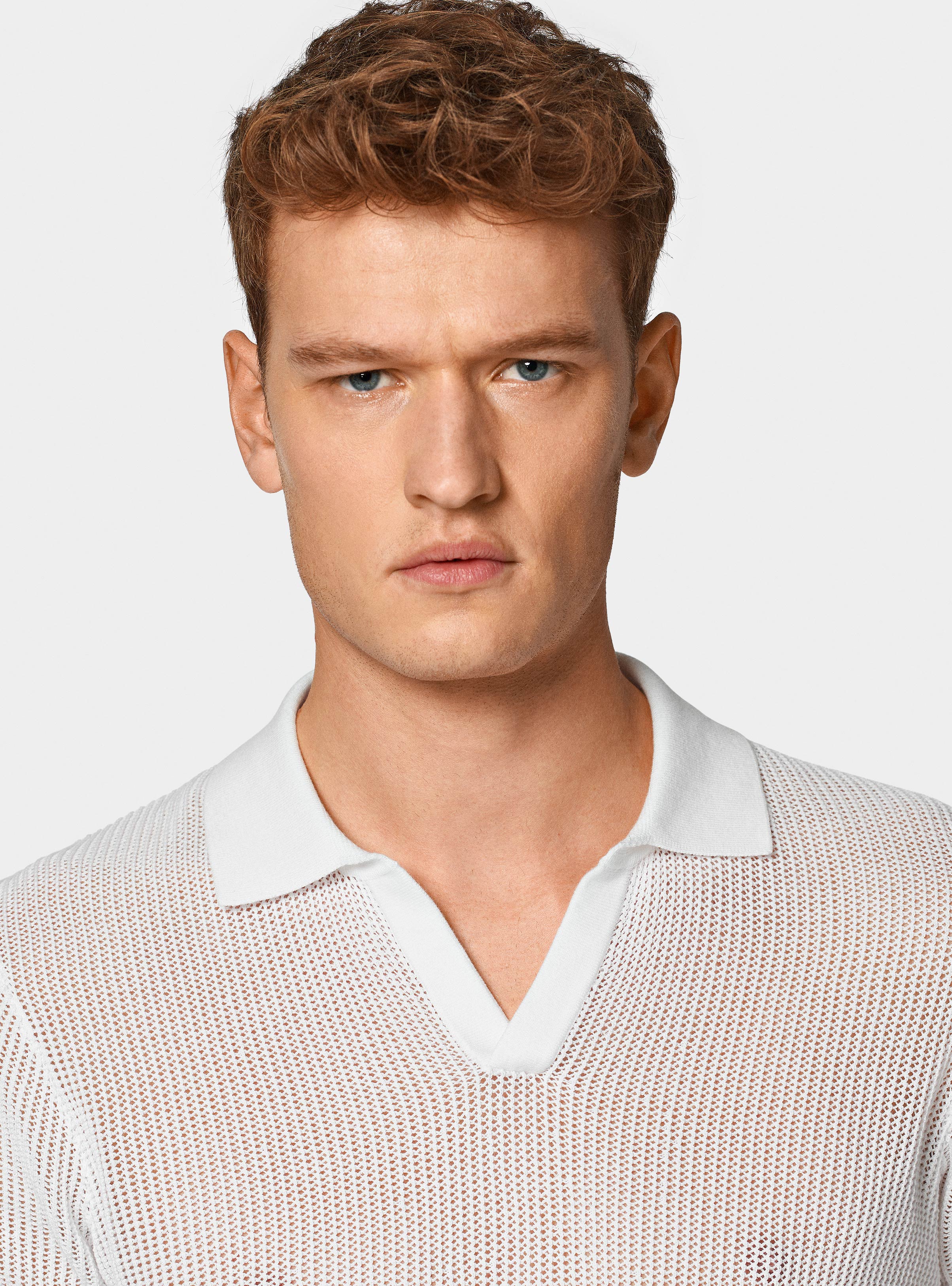 Geh&auml;keltes Poloshirt, BIANCO 0099C