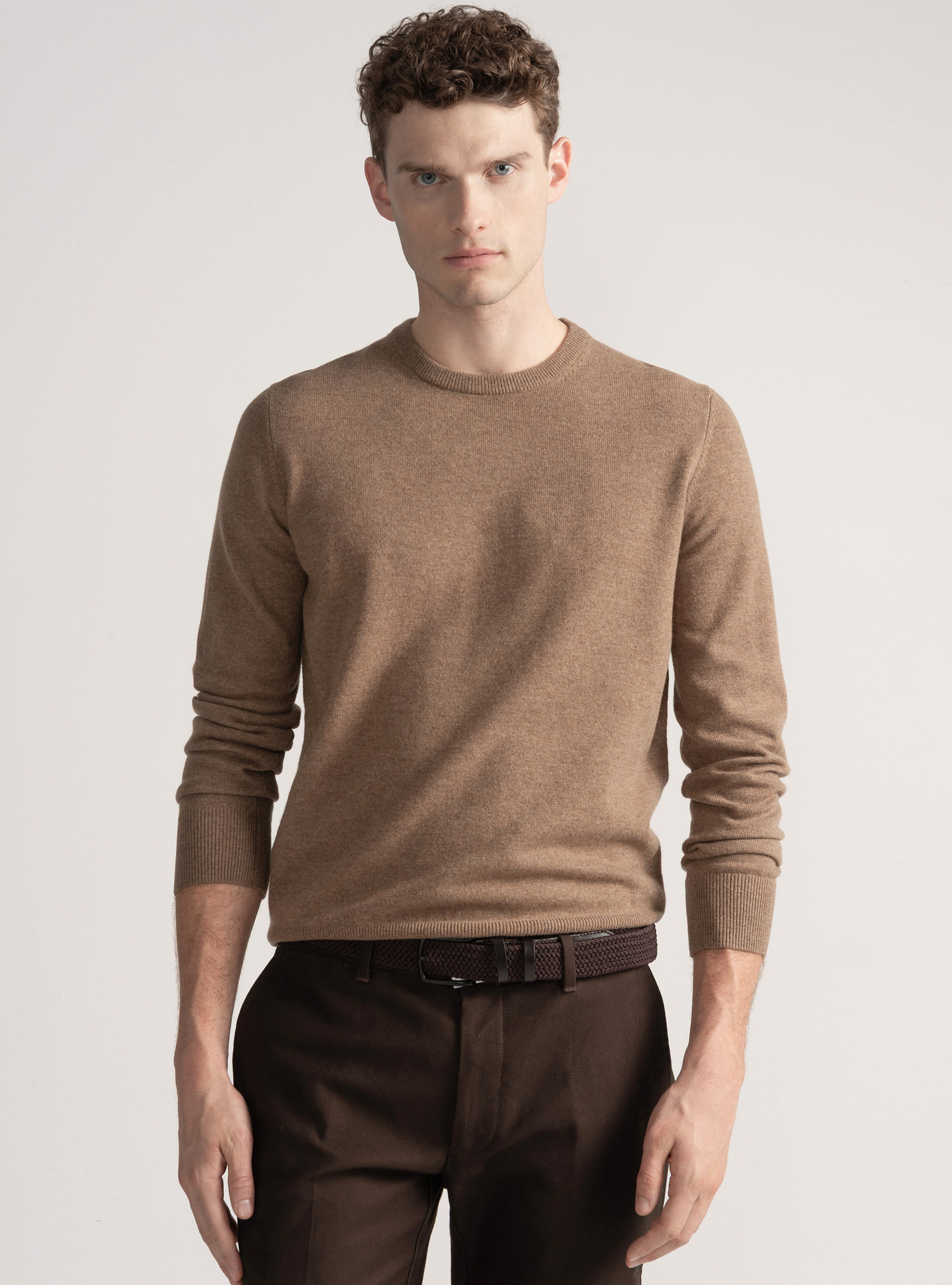 Lambswool and cashmere crew-neck sweater, MUD