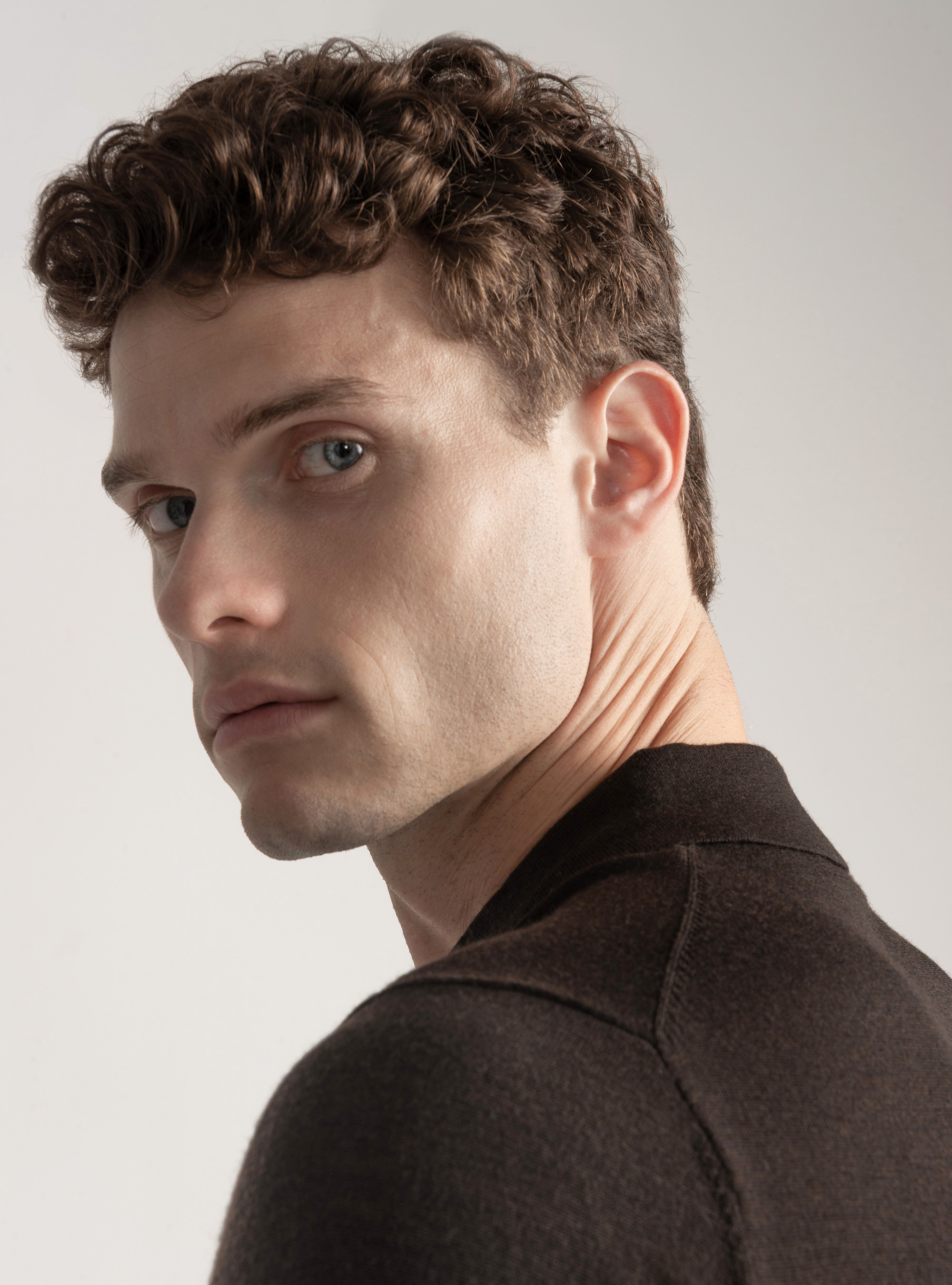 Extra-fine merino wool polo shirt, BROWN