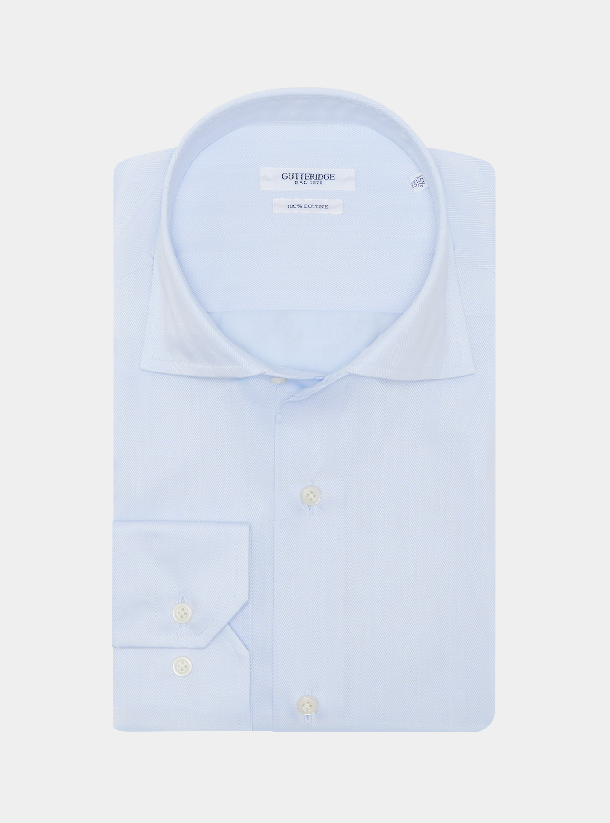 Camicia in twill di cotone spigato, AZZURRO
