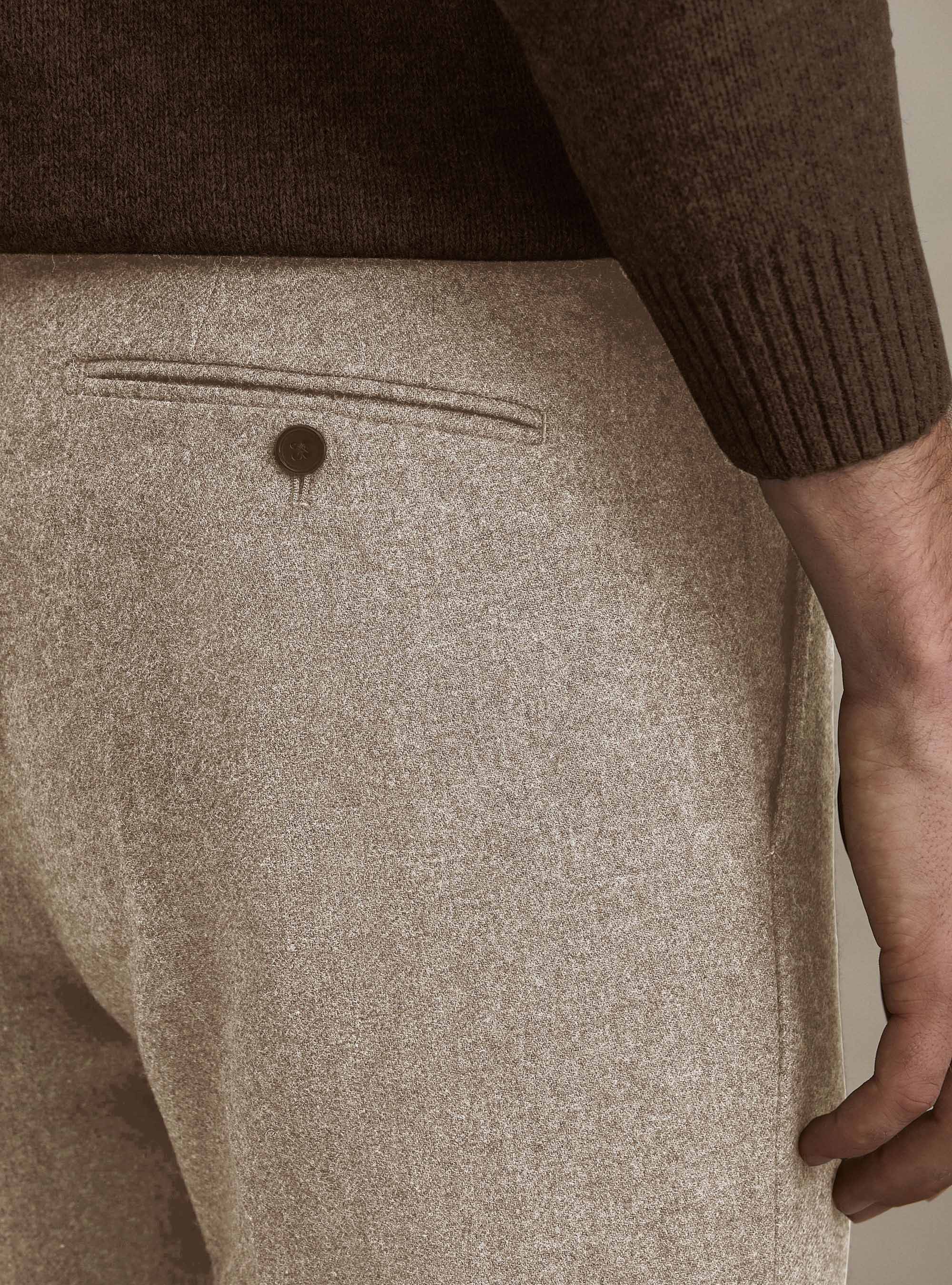 Pantaloni in flanella misto lana, SABBIA