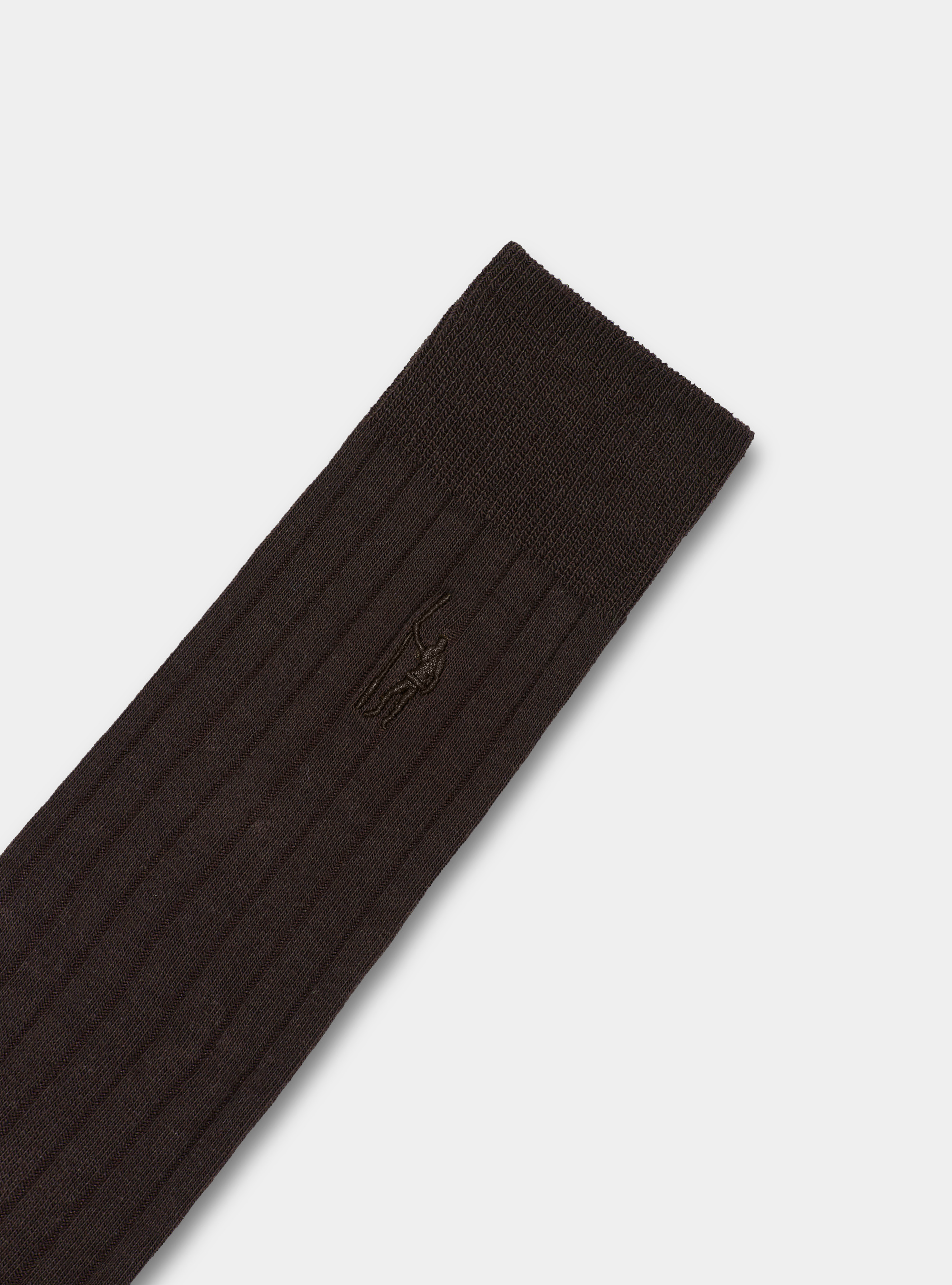 Gerippte Socken mit Stickerei, MARRONE 0507C