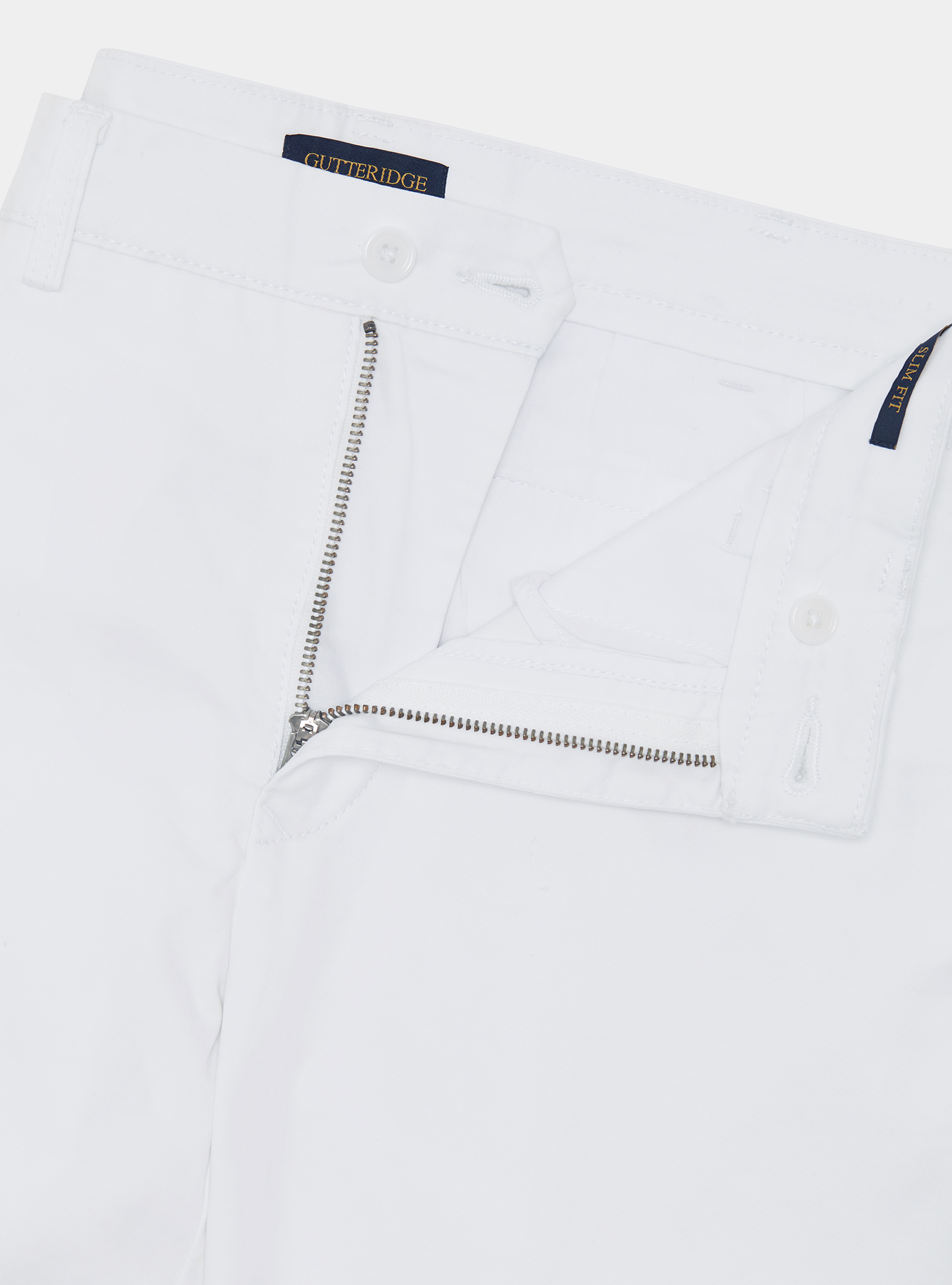 Pantal&oacute;n chino slim fit de sarga el&aacute;stica, BLANCO