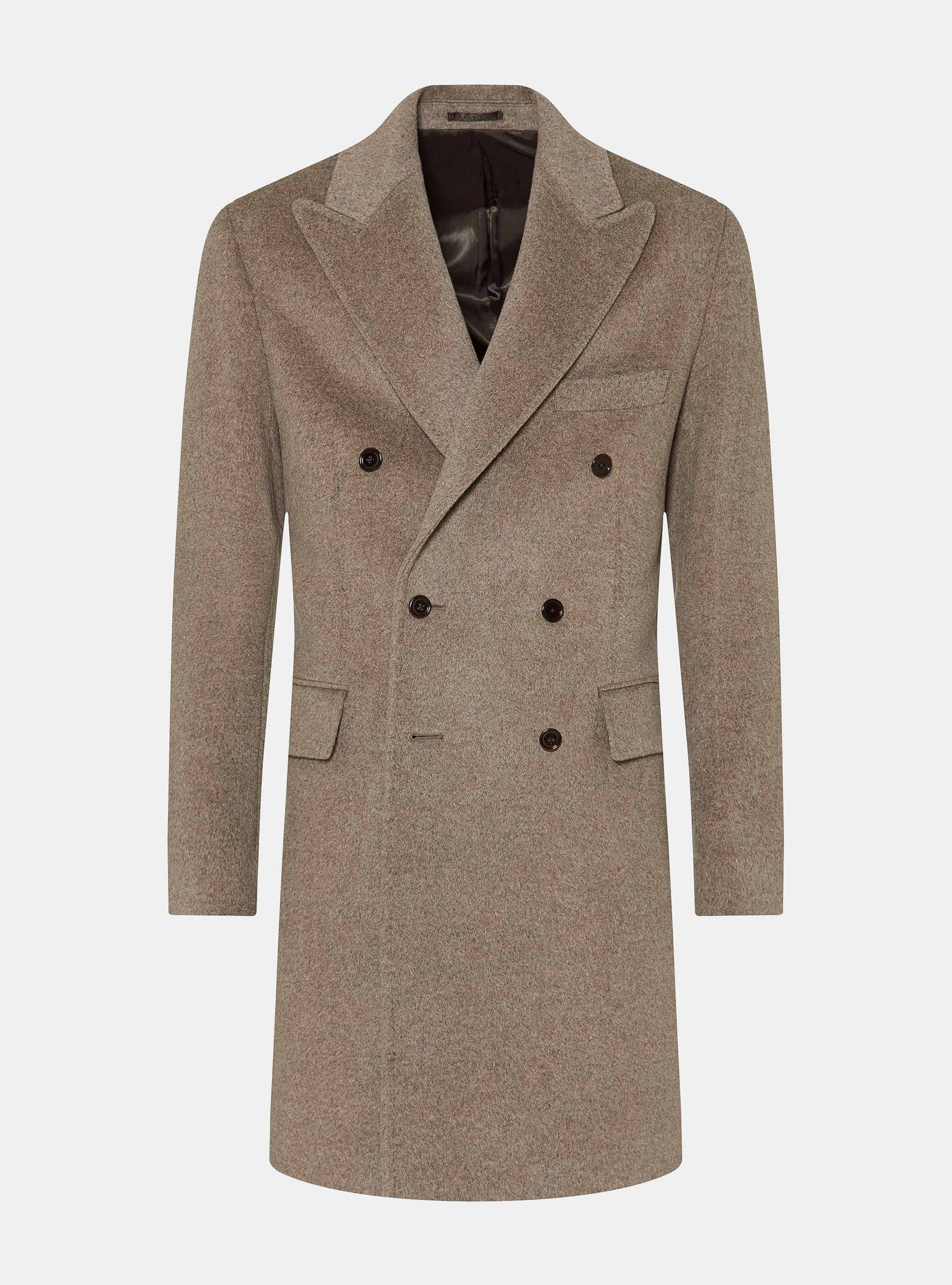 Wool and cashmere double-breasted coat, MUD
