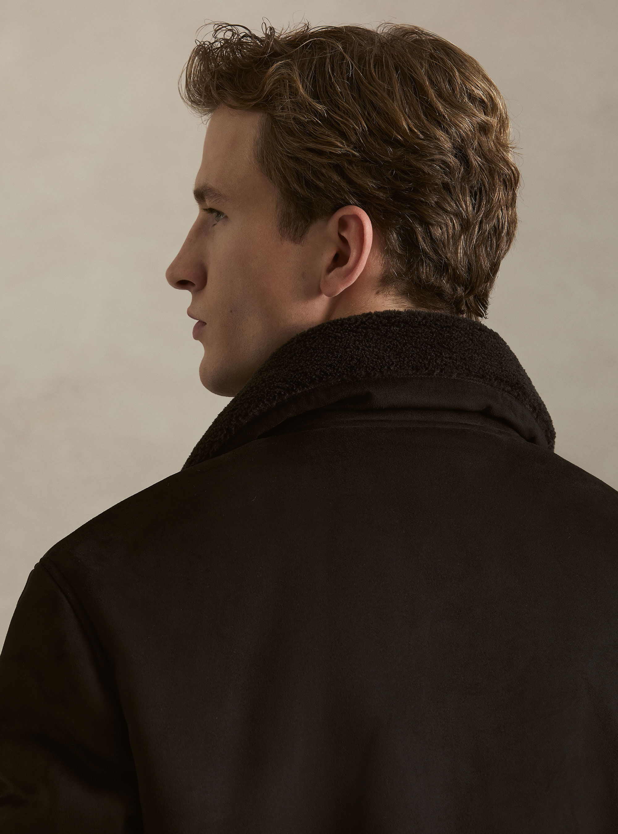 Suede-effect shearling, BLACK