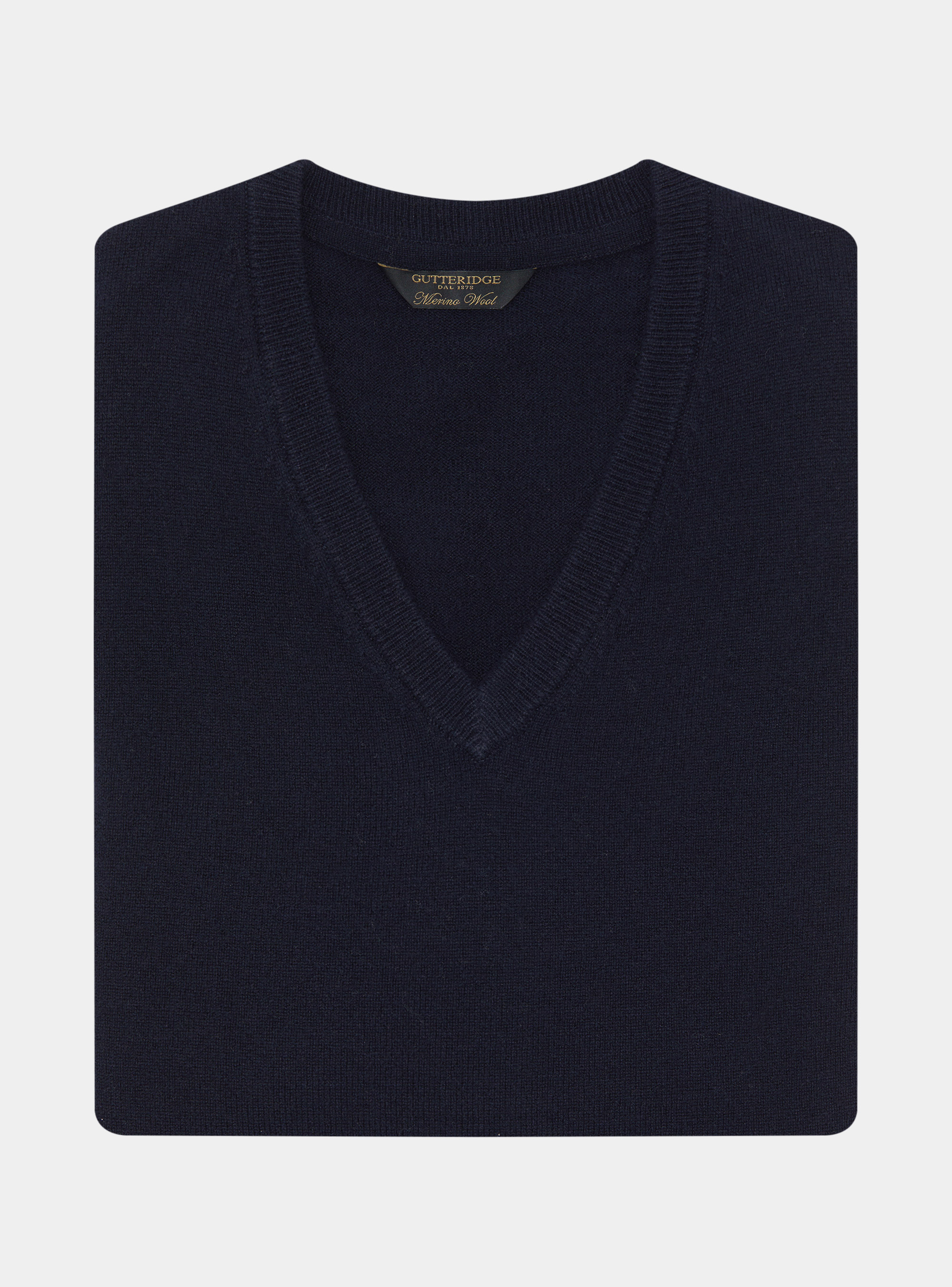 Maglia scollo a V in lana merino, BLU NAVY