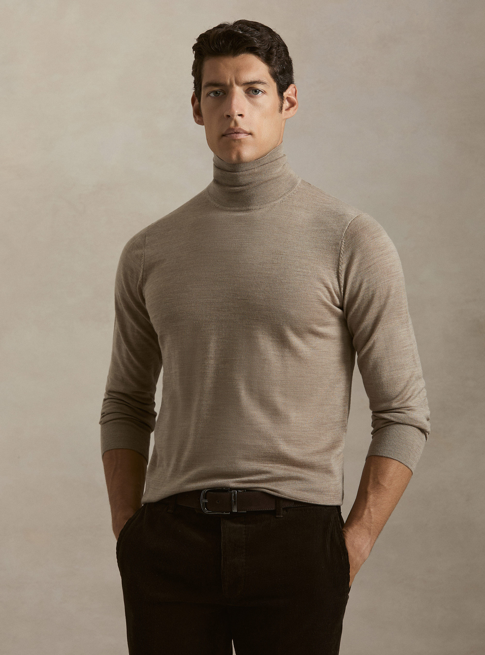 Rollkragenpullover aus reiner extrafeiner Merinowolle, FANGO 0555C