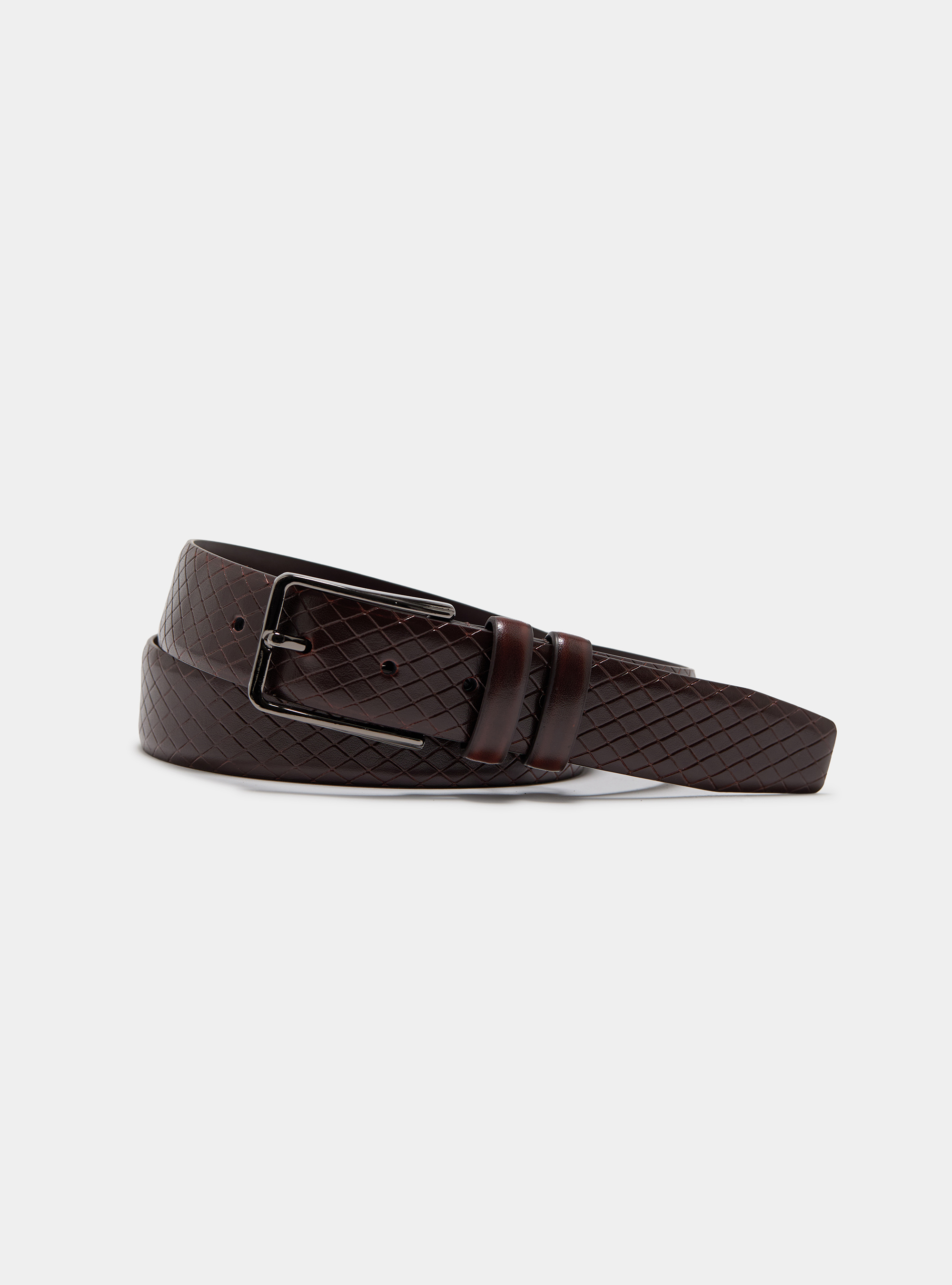 Cintur&oacute;n de cuero, MARRON MUY OSCURO