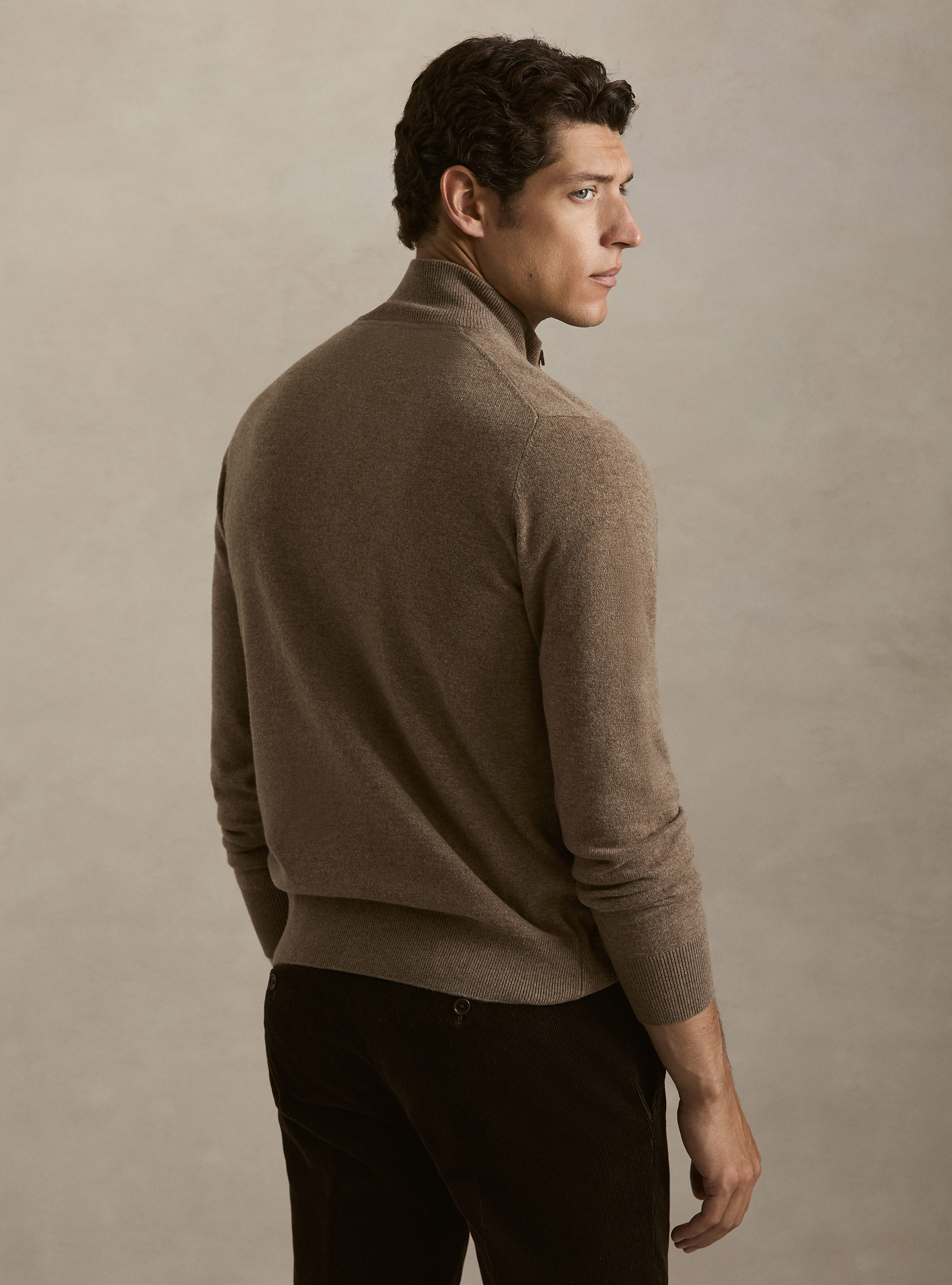 Chaqueta de punto con cremallera de lana lambswool y cachemira, BARRO