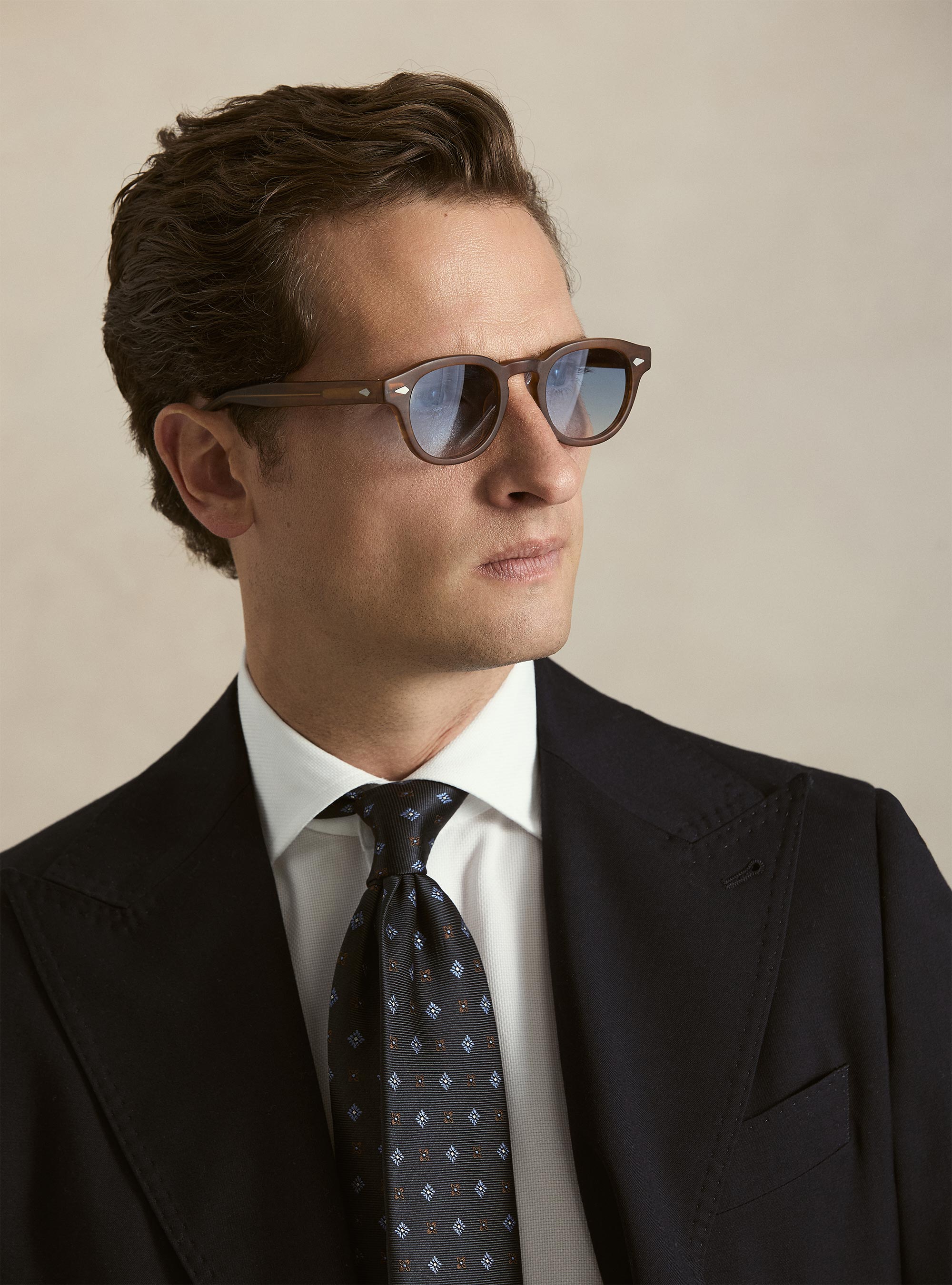 Double-breasted blazer in stretch fabric, NAVY BLUE