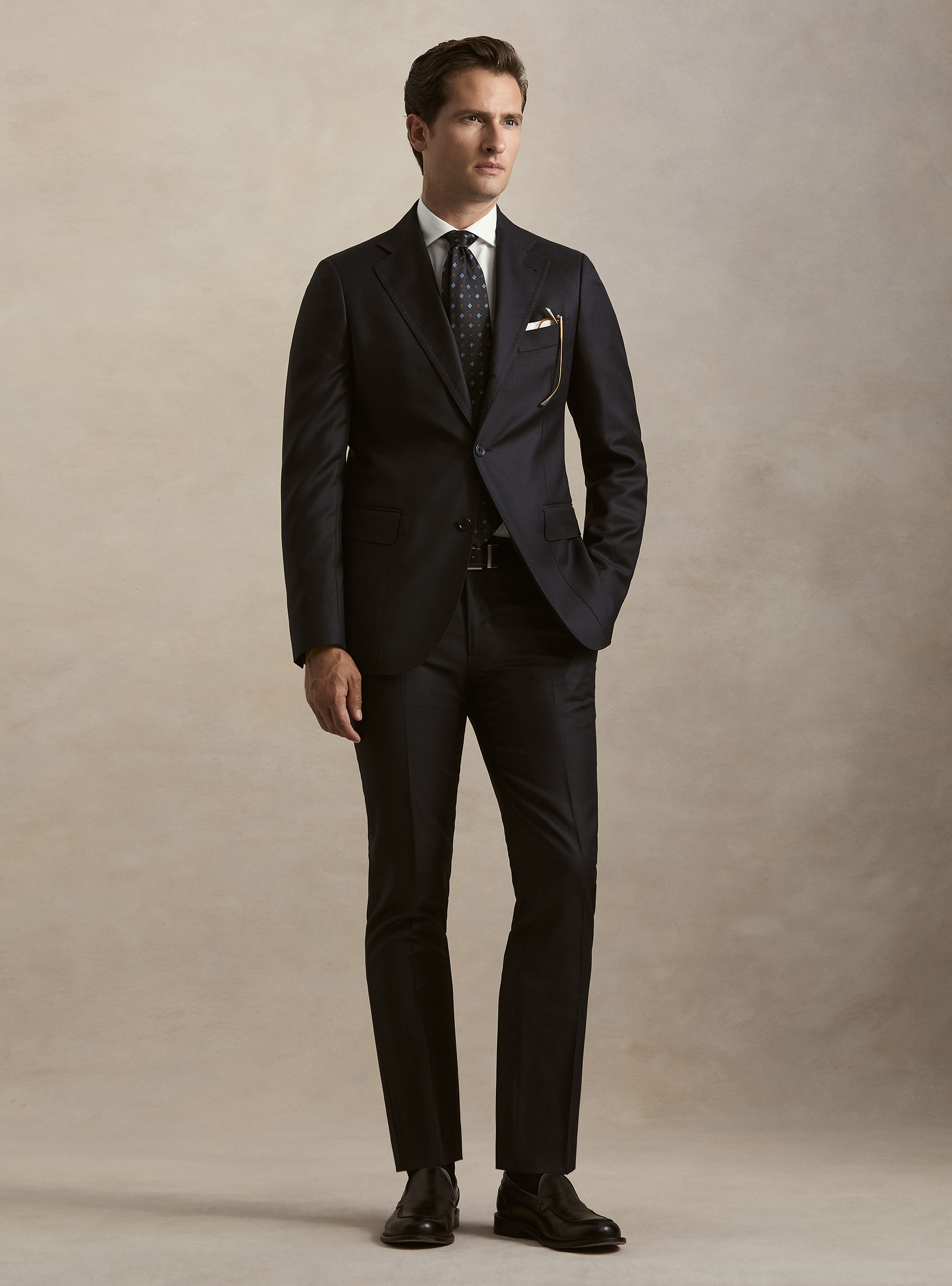 Pure wool bird's eye suit blazer by Vitale Barberis Canonico, NAVY BLUE