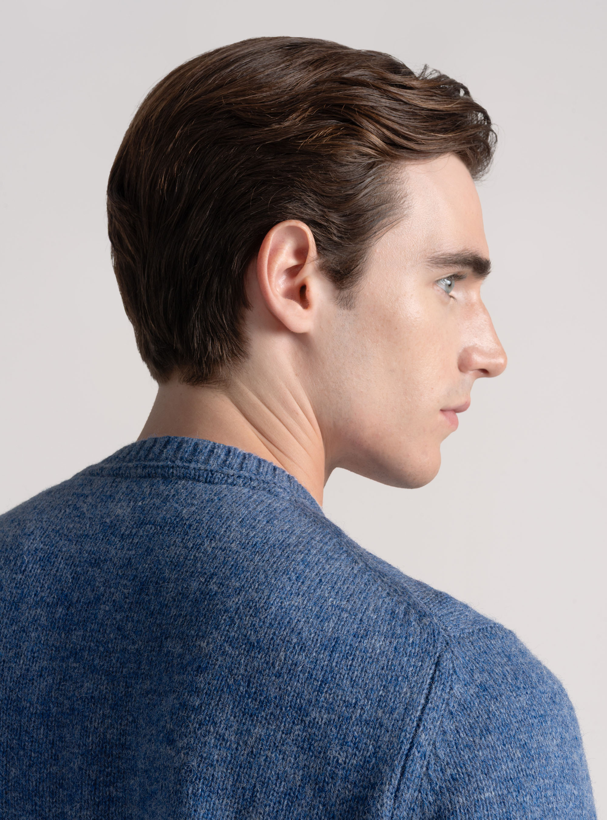 Shetland wool crew-neck sweater, 0243C DENIM
