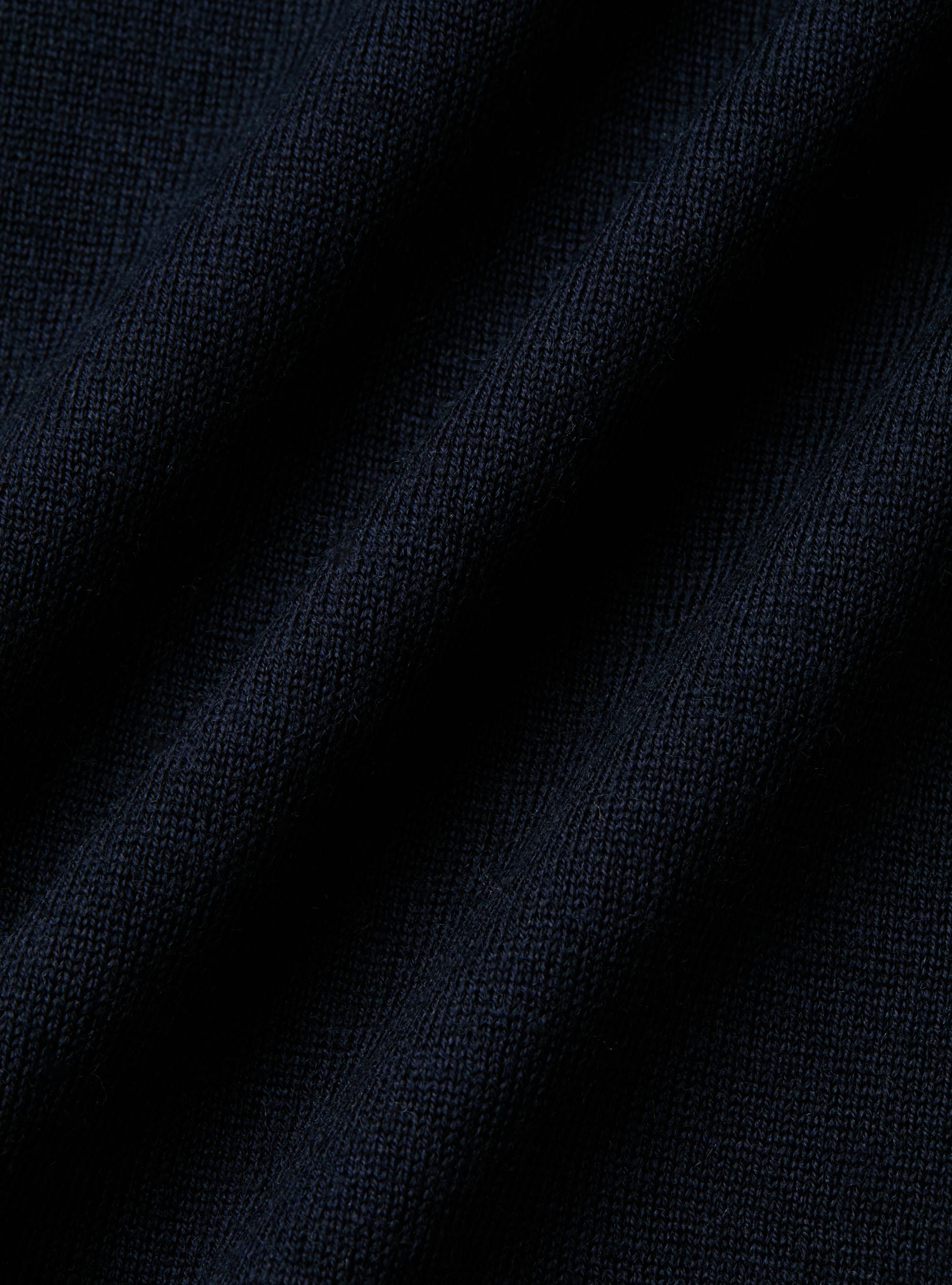 Buttonless merino polo, NAVY BLUE