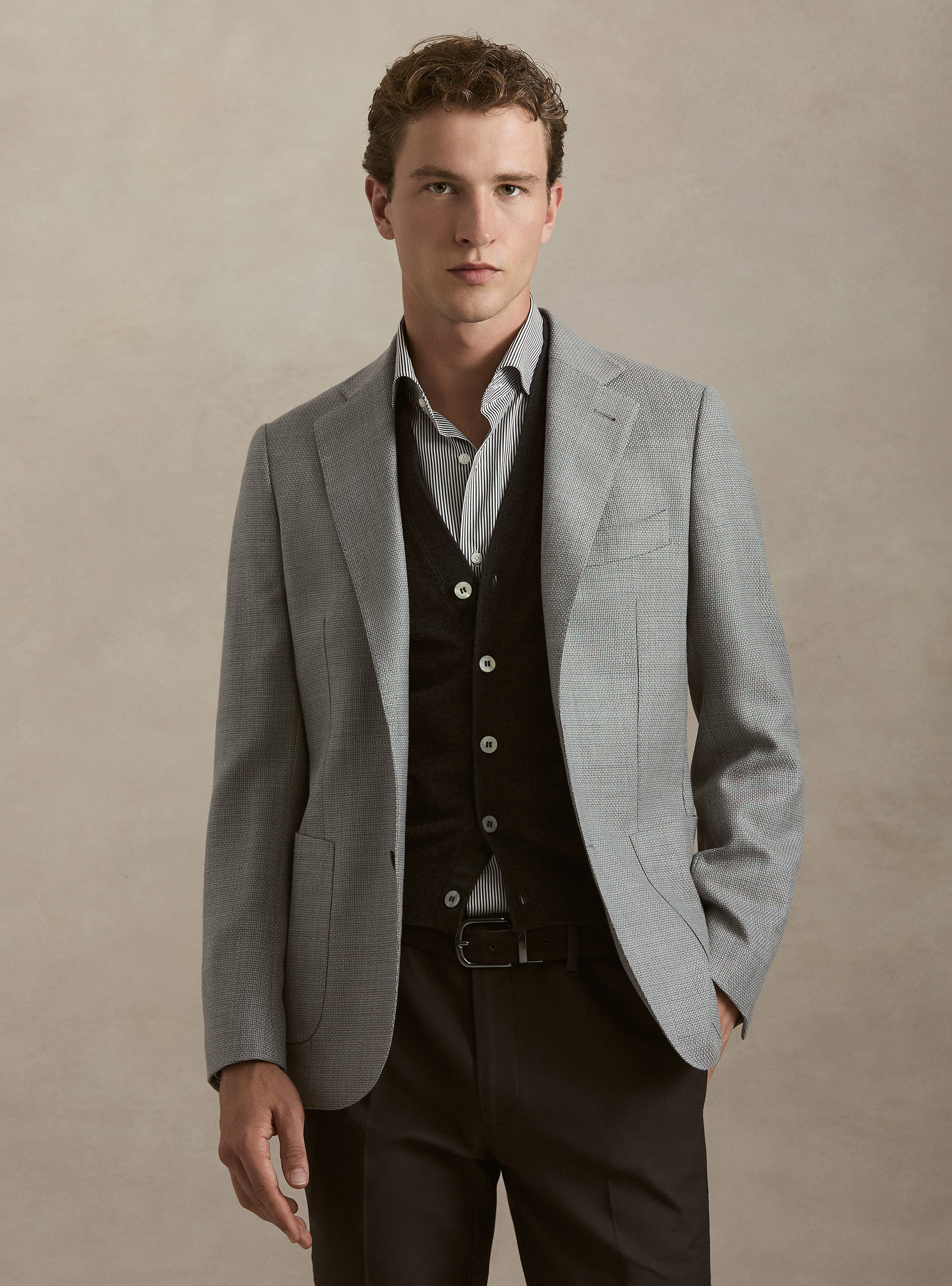Wool Hopsack Blazer, GREY