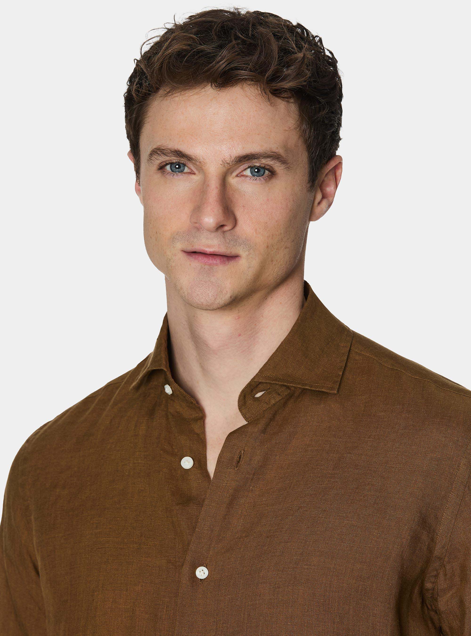 Camisa de lino puro, MULTICOLORE