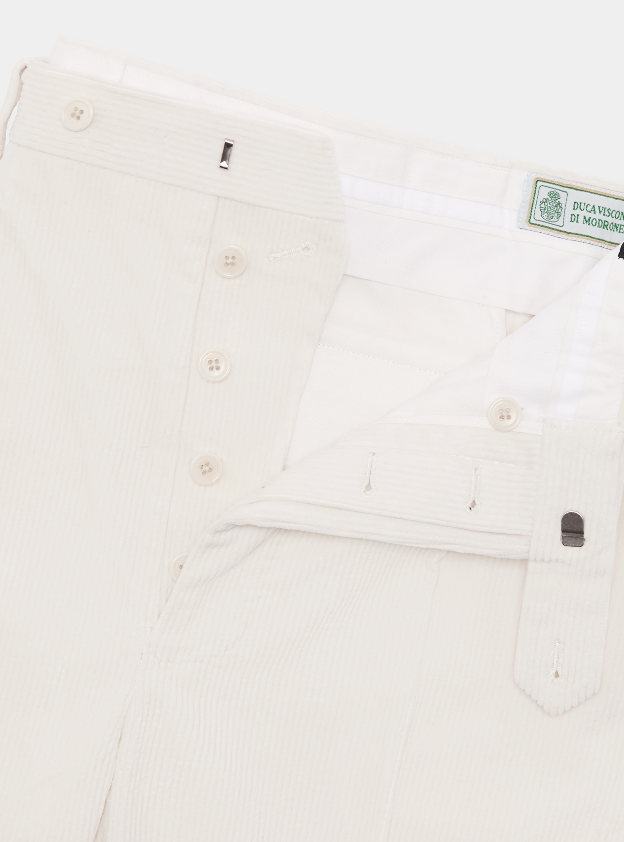 Duca Visconti di Modrone stretch corduroy pleat trousers, WHITE
