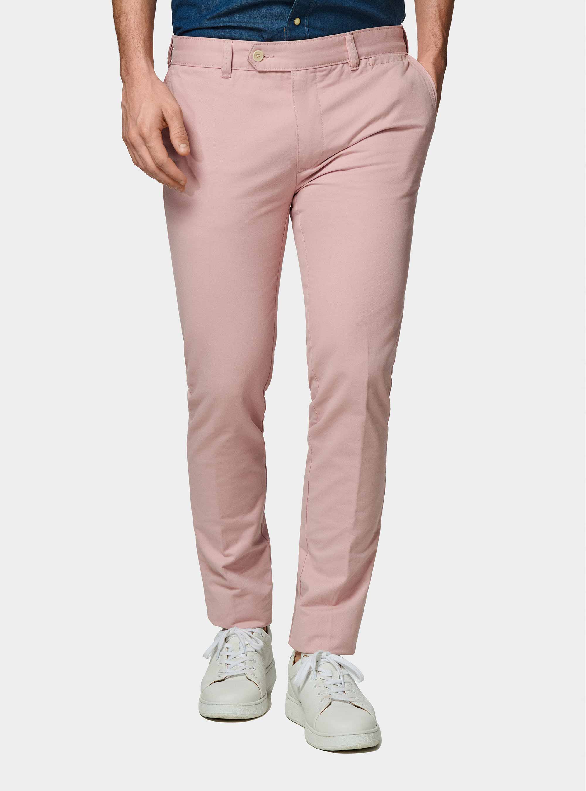 Pantaloni chino slim fit in cotone twill, 0441C ROSA SCURO