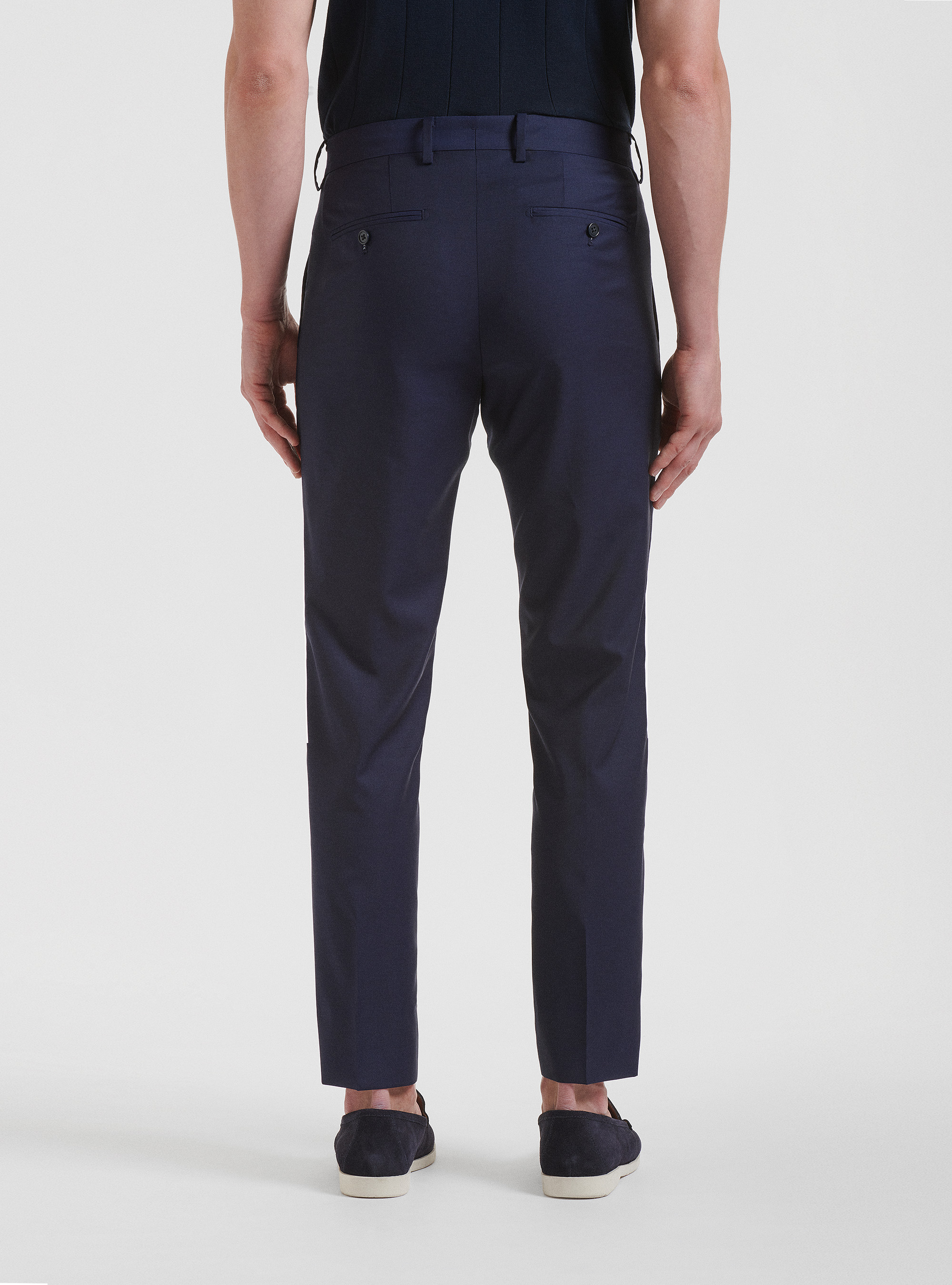 Pantalon de costume en pure laine superfine 130's Reda, BLEU MARINE